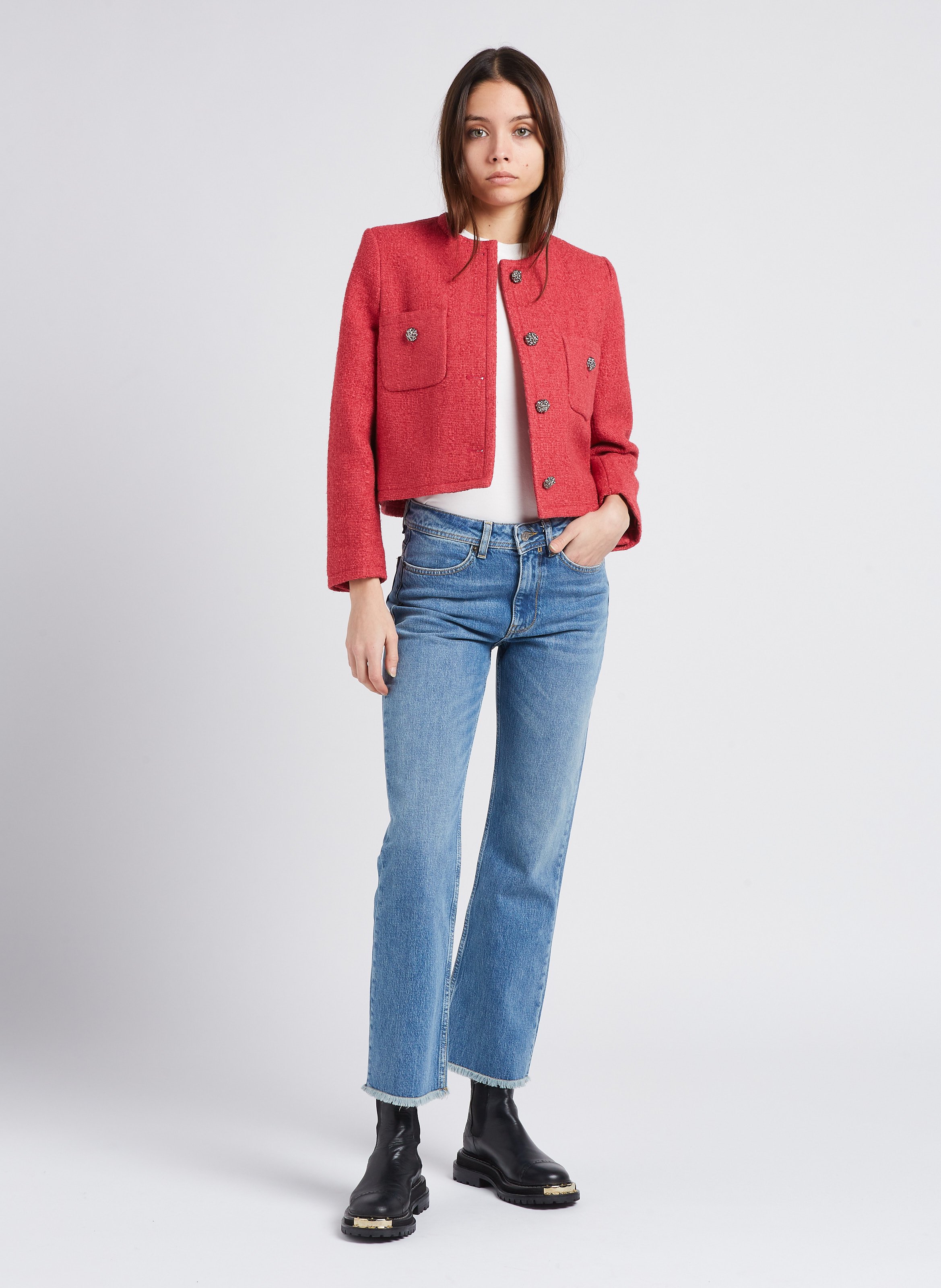 Straight cotton round-neck T-shirt BA&SH Beige