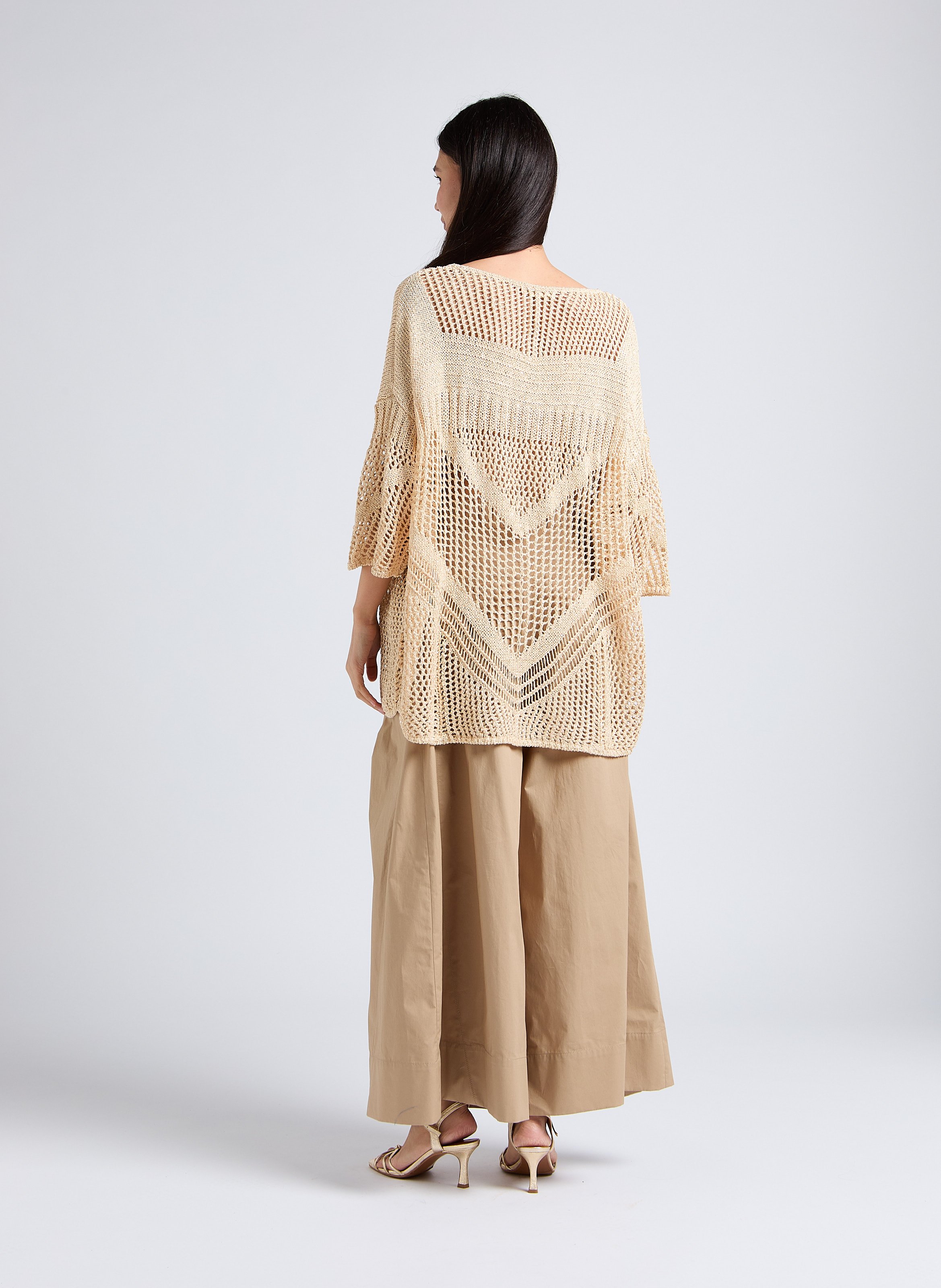 Loose-fit openwork knit top MES DEMOISELLES Golden