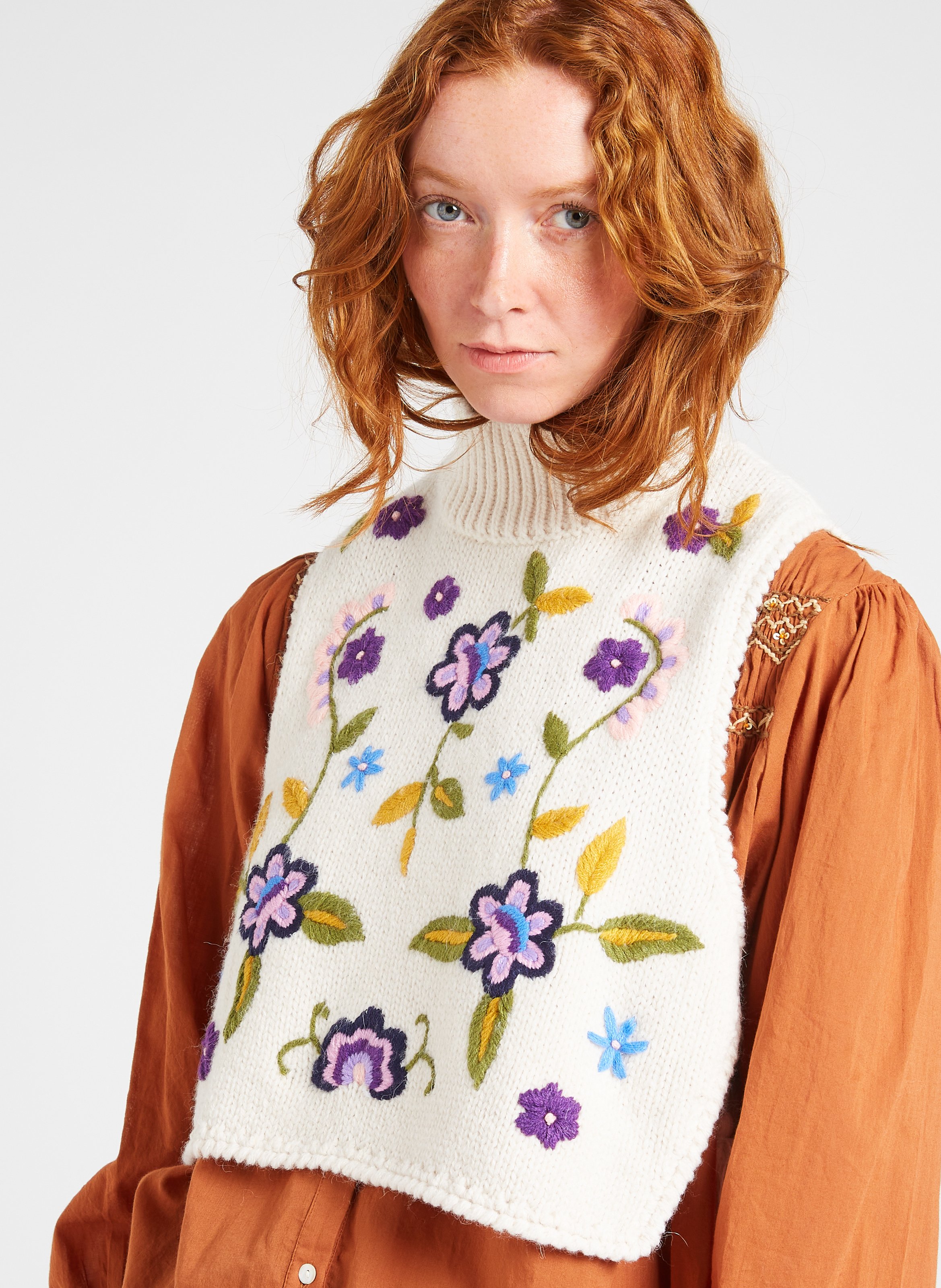 High-neck poncho LOUISE MISHA Beige