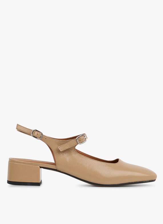 Sandales a talons en cuir Beige