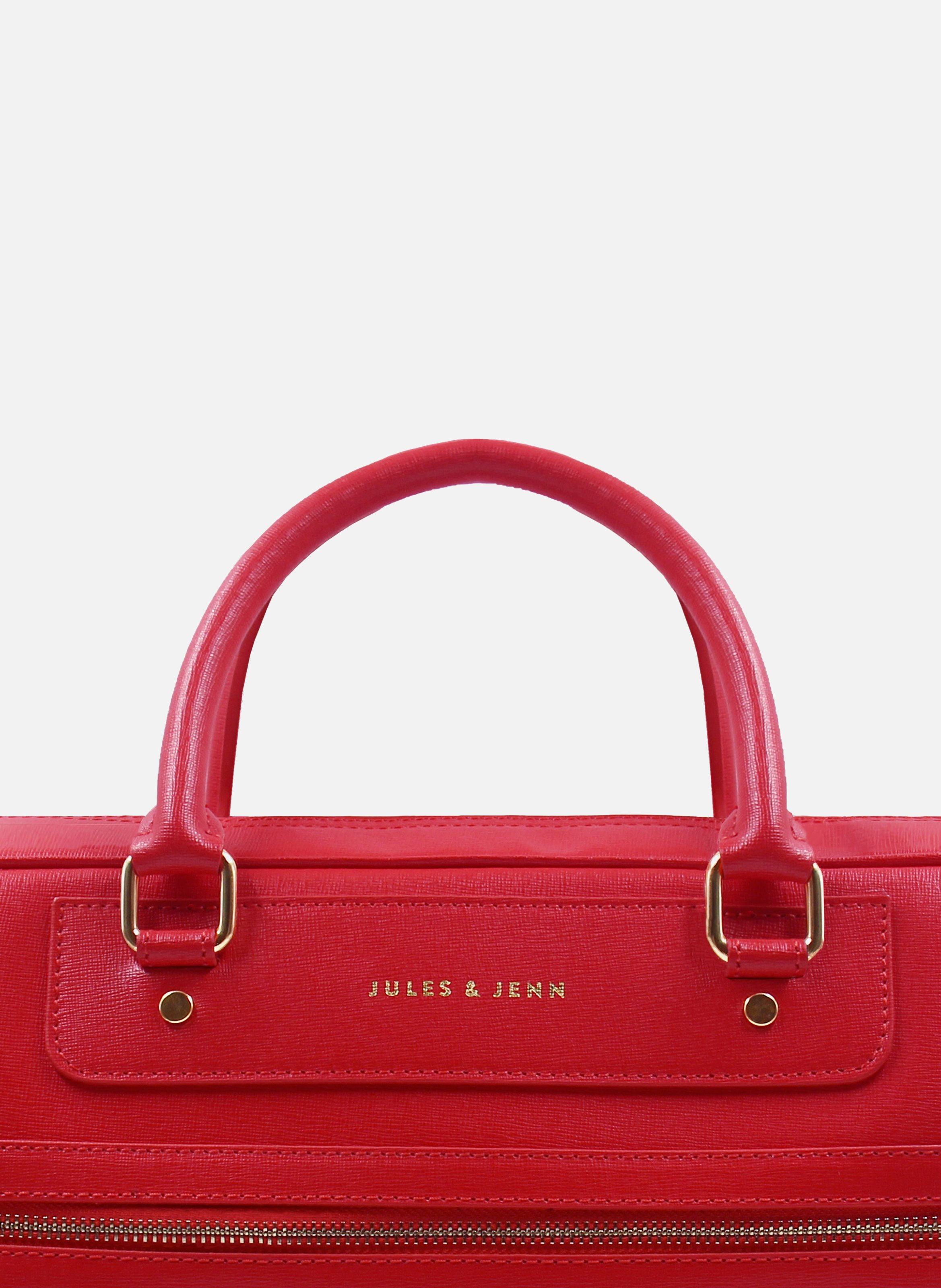 Engraved leather bag JULES & JENN Red