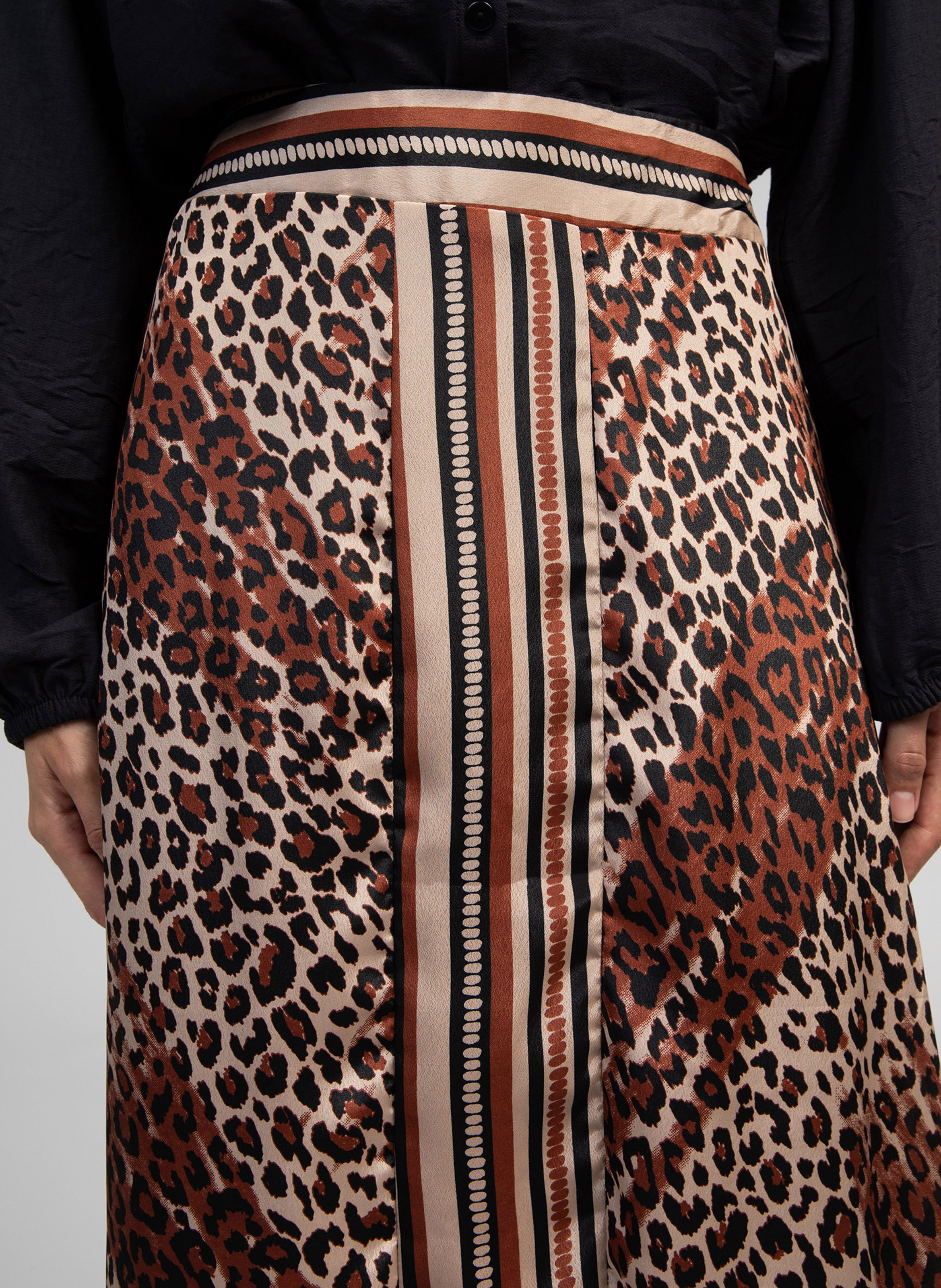 Lange, gerende rok AN'GE Bruin