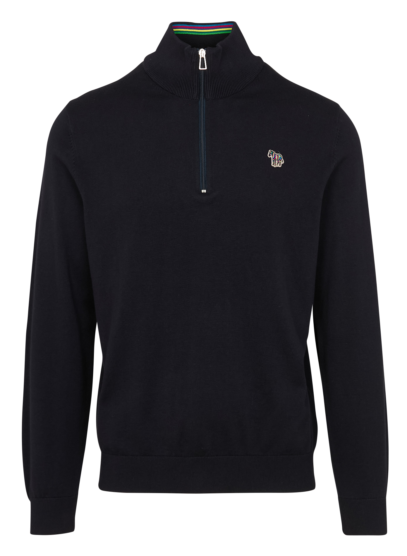 Pull brodé à col montant zippé PAUL SMITH Bleu