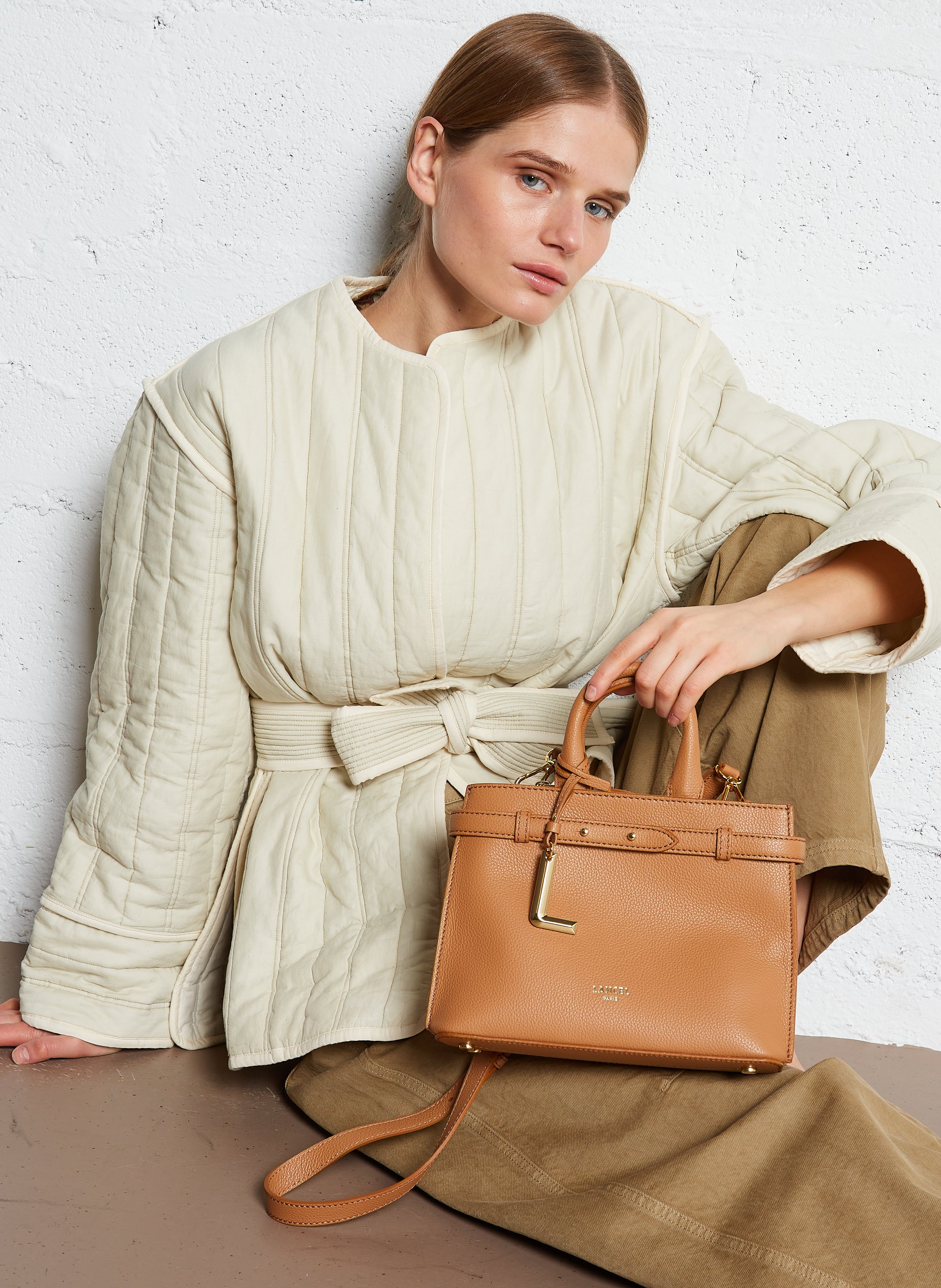 Sac bandoulière en cuir LANCEL Beige