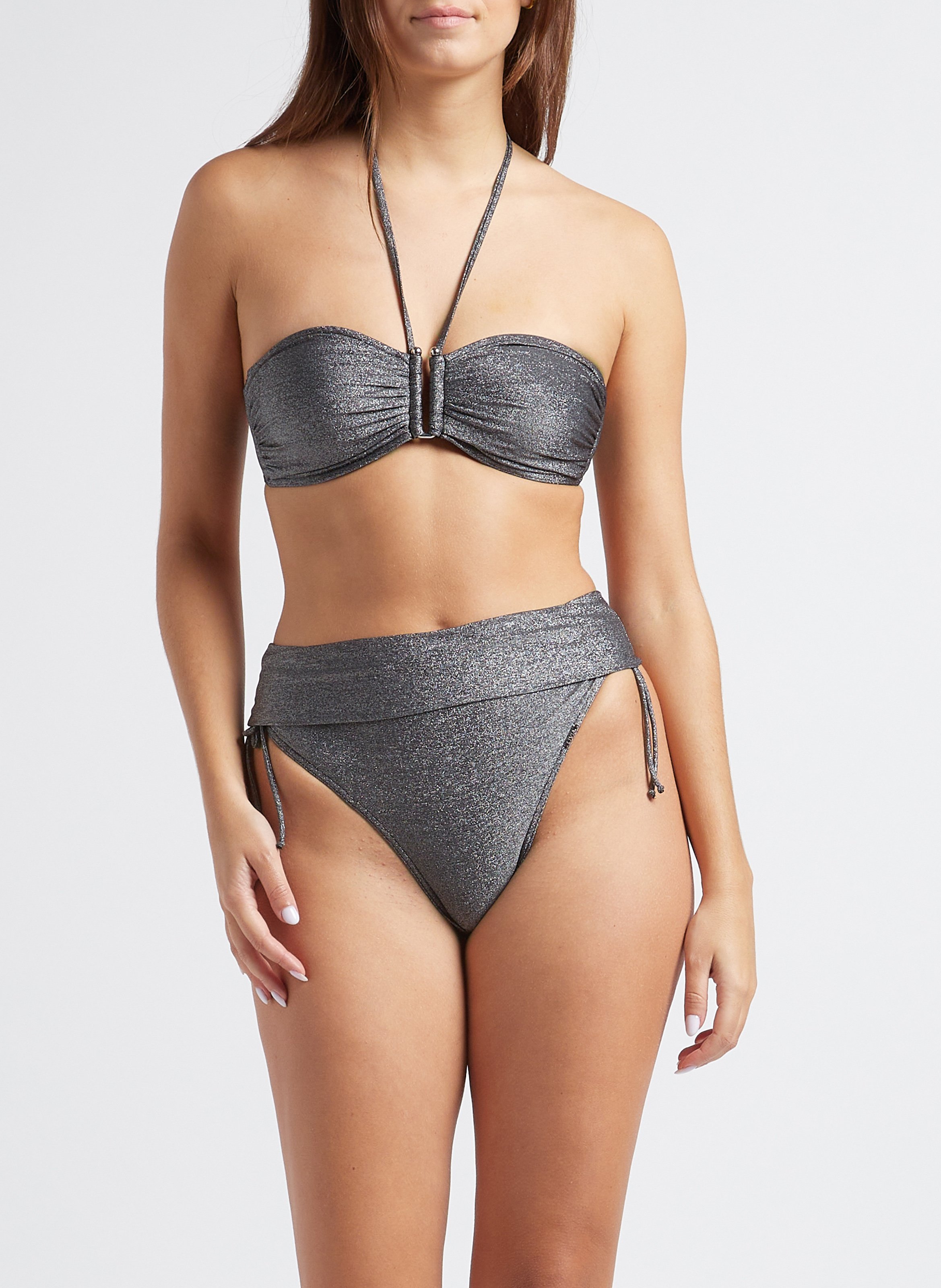 Paillettenbesetztes Bikinioberteil Schwarz