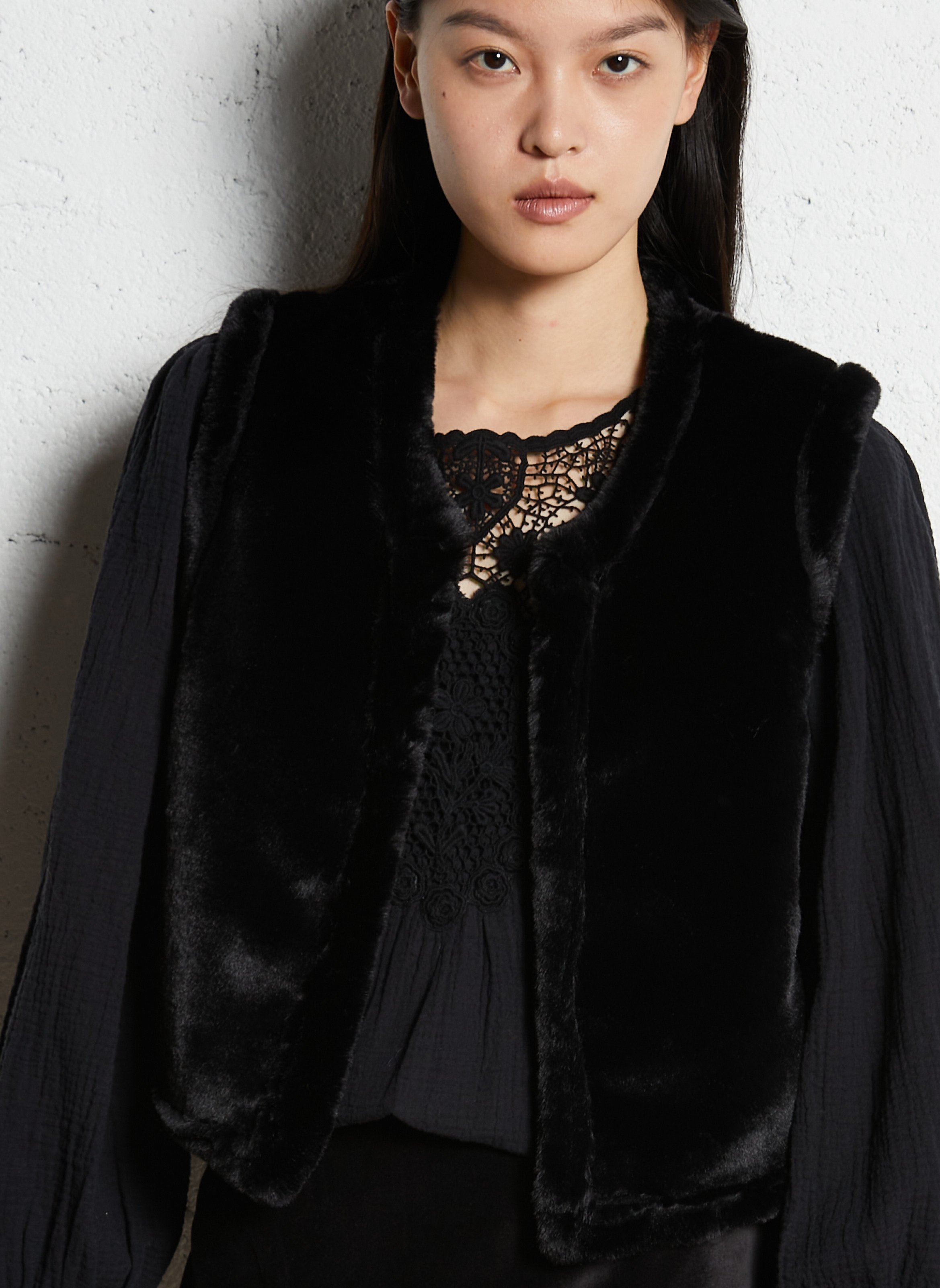 Reversible embroidered cotton jacket LOUISE MISHA Black