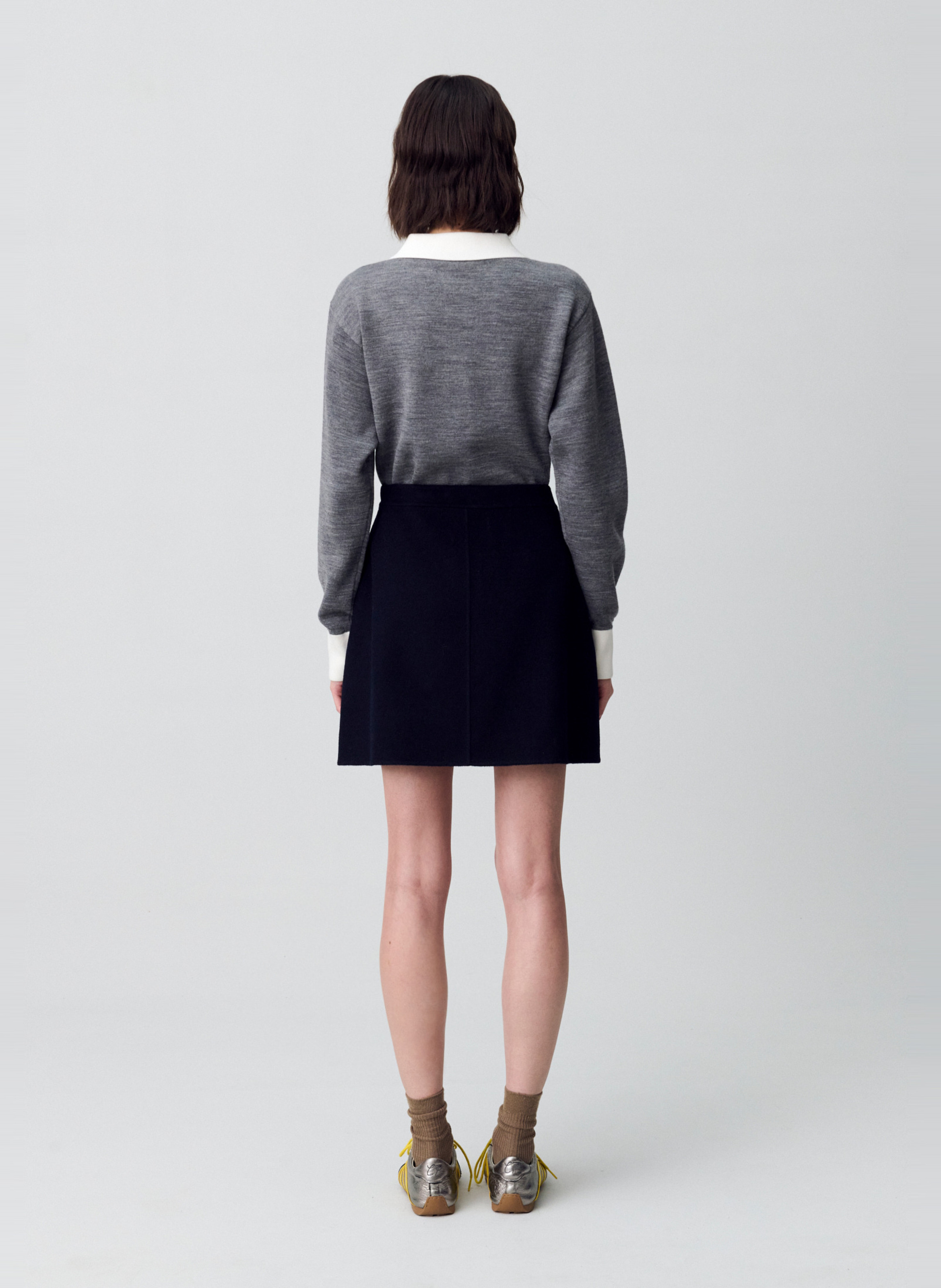 Short straight skirt in double-faced wool CLAUDIE PIERLOT Blue