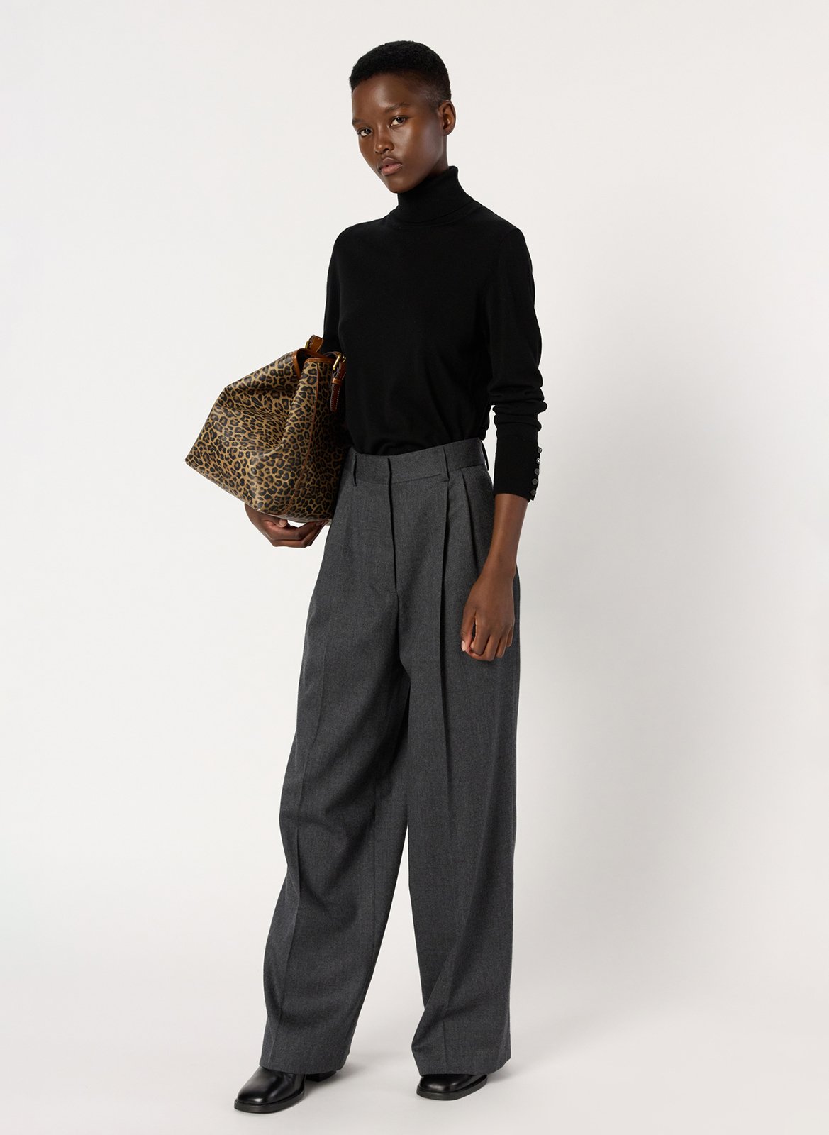 Declic wool-blend loose-fit trousers GERARD DAREL Grey