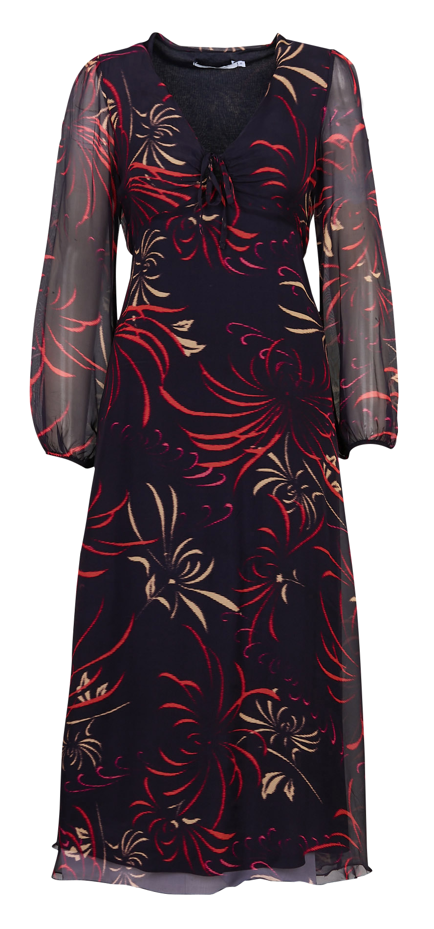 Lange jurk met V-hals en print LA FEE MARABOUTEE Blue