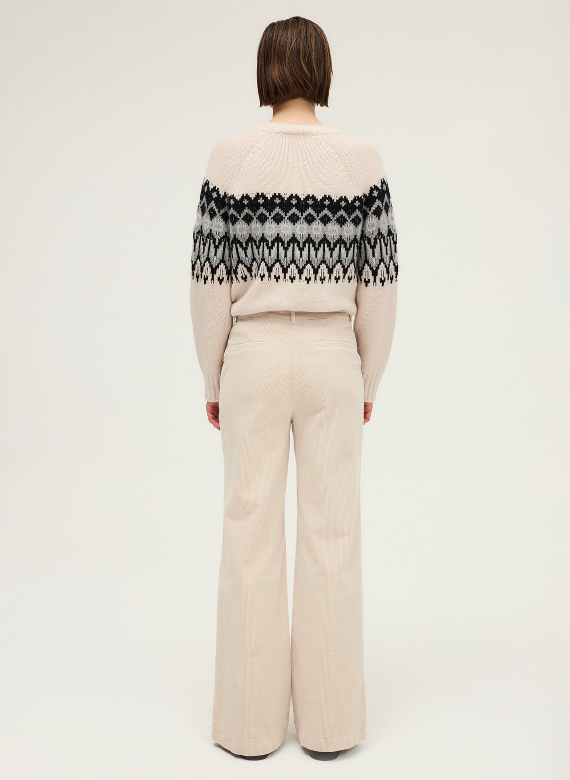 Pantalon flare en coton mélangé PABLO Beige