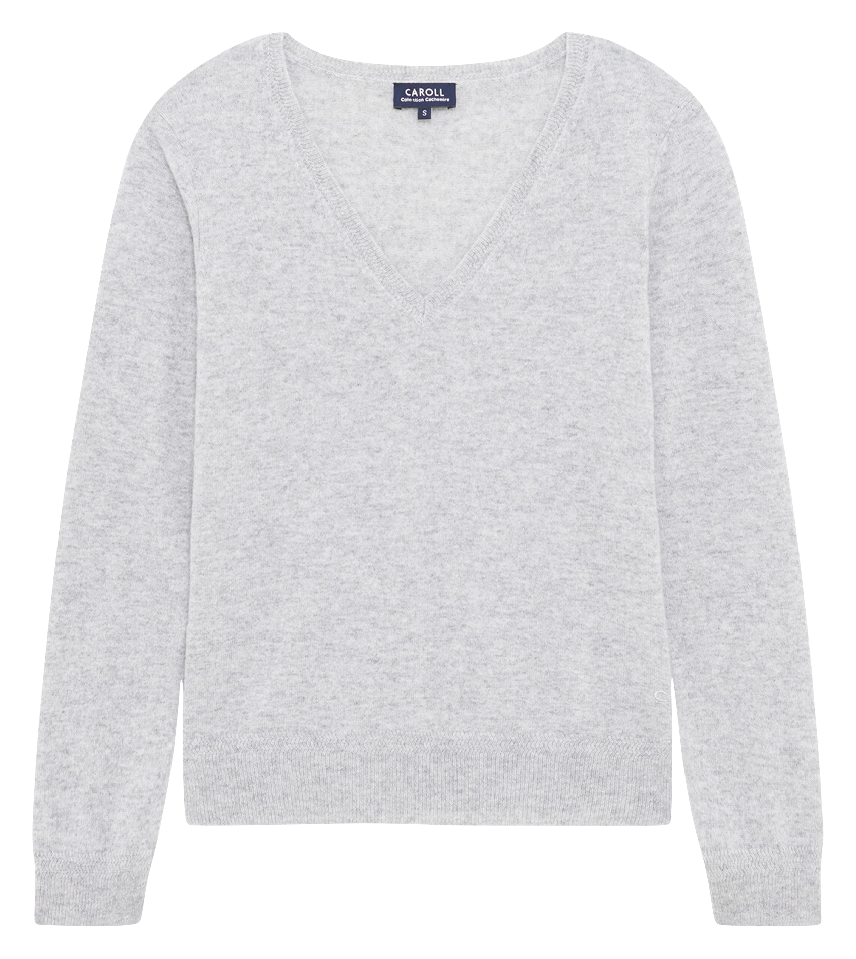 Pull cintré col V en cachemire CAROLL Gris