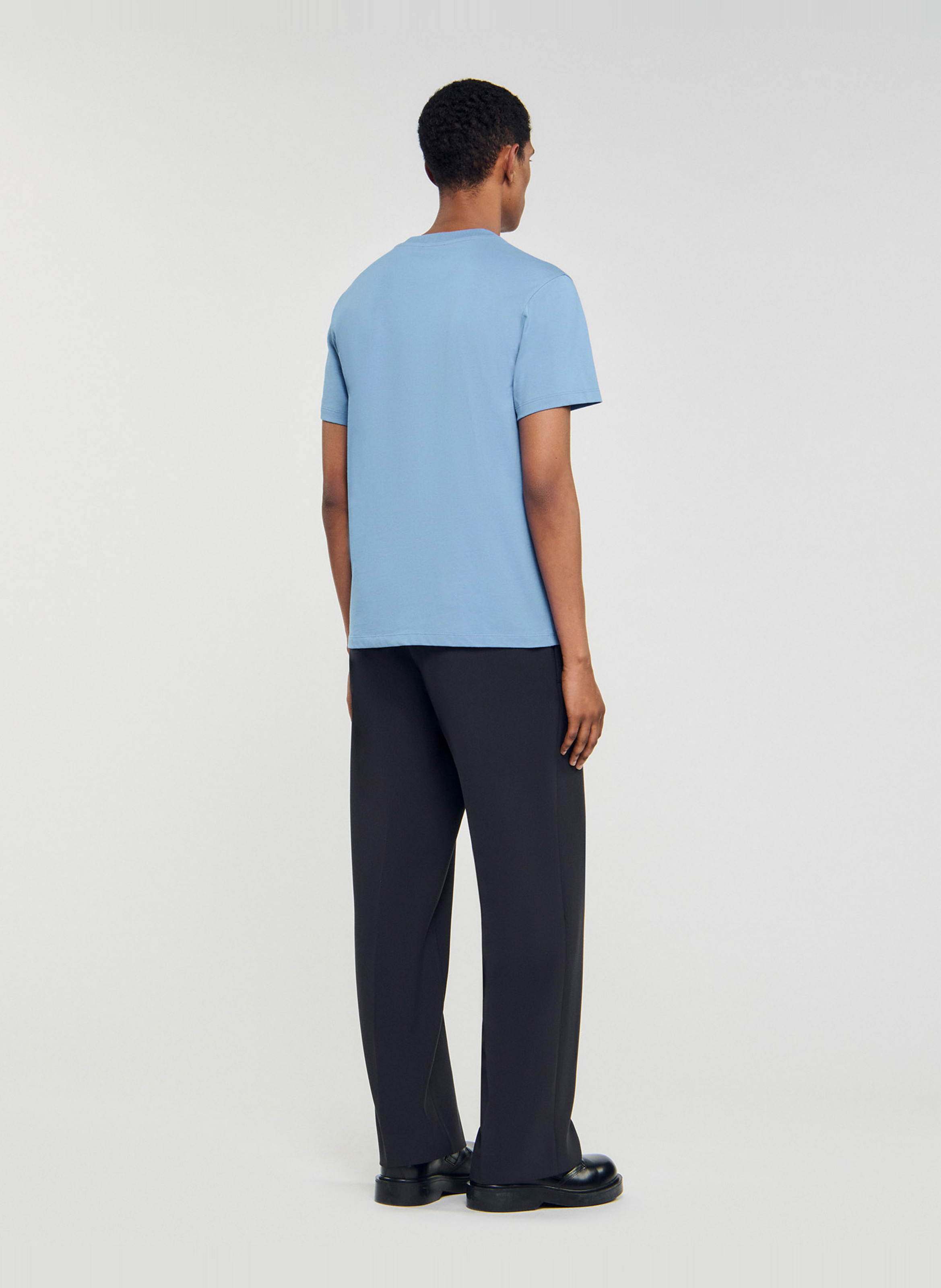 T-shirt met korte mouwen en zeefdruk SANDRO Blauw