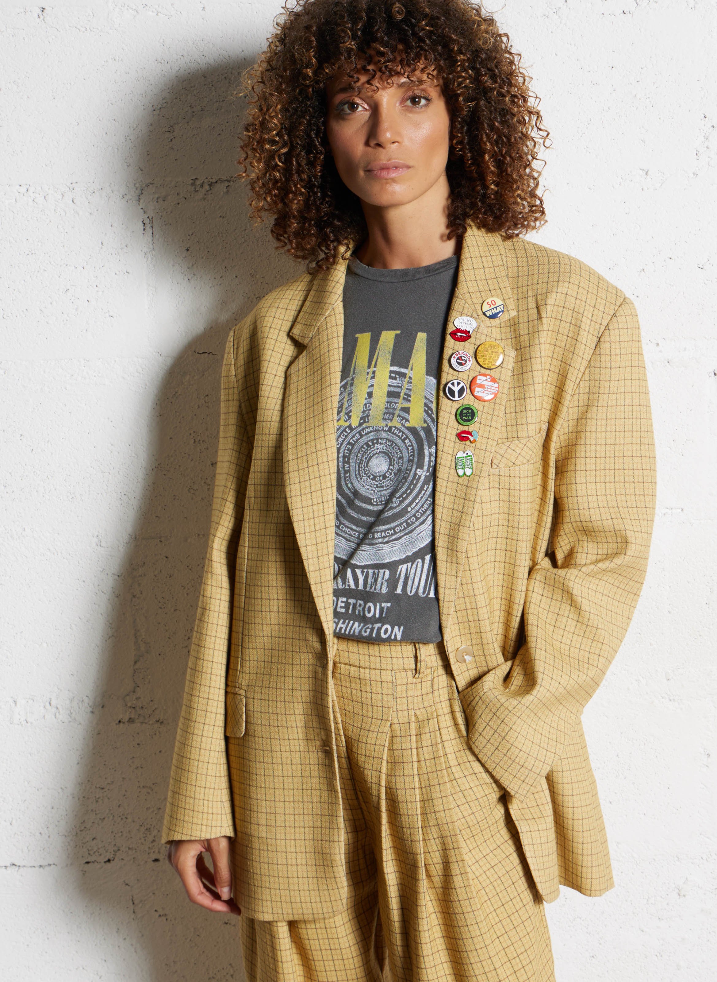 Veste tailleur ample à carreaux  MES DEMOISELLES Jaune