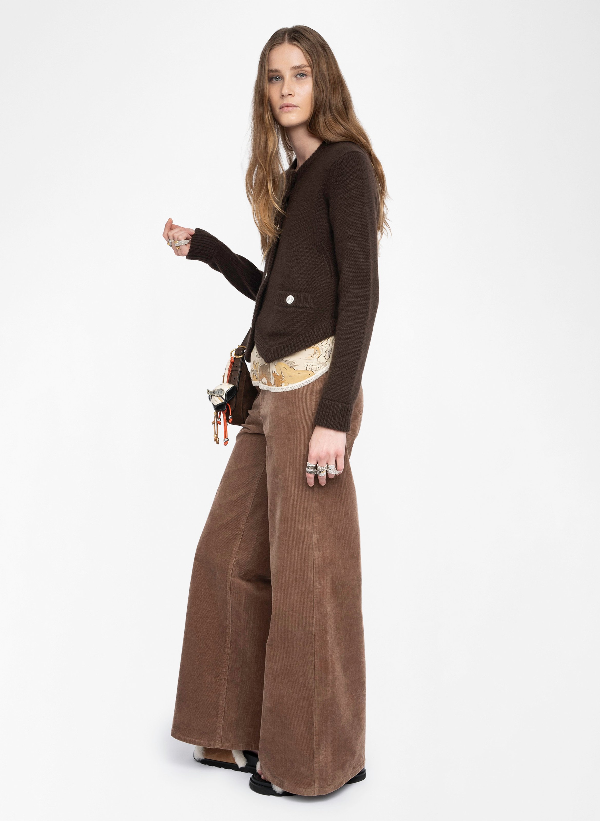 Kaschmir-Strickjacke mit Rundhalsausschnitt ZADIG&VOLTAIRE Braun