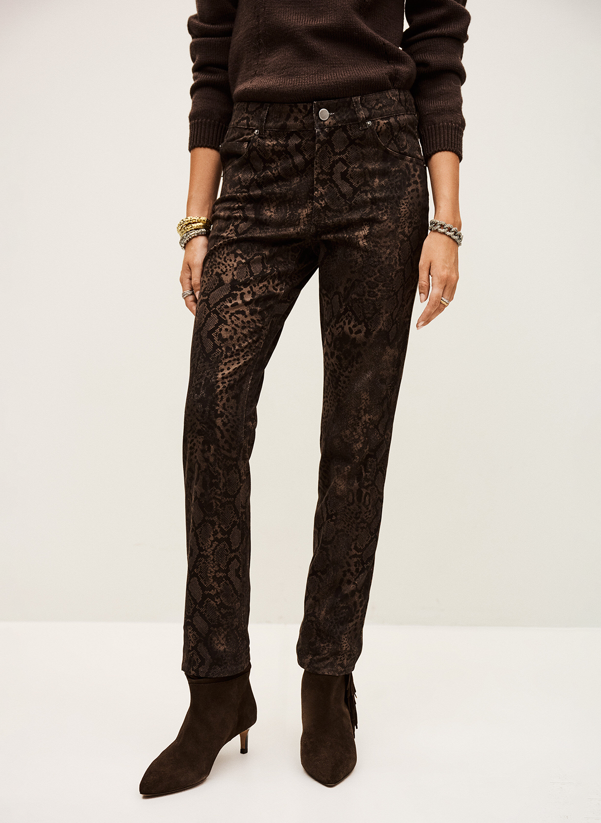 Jean droit motif python BA&SH Marron