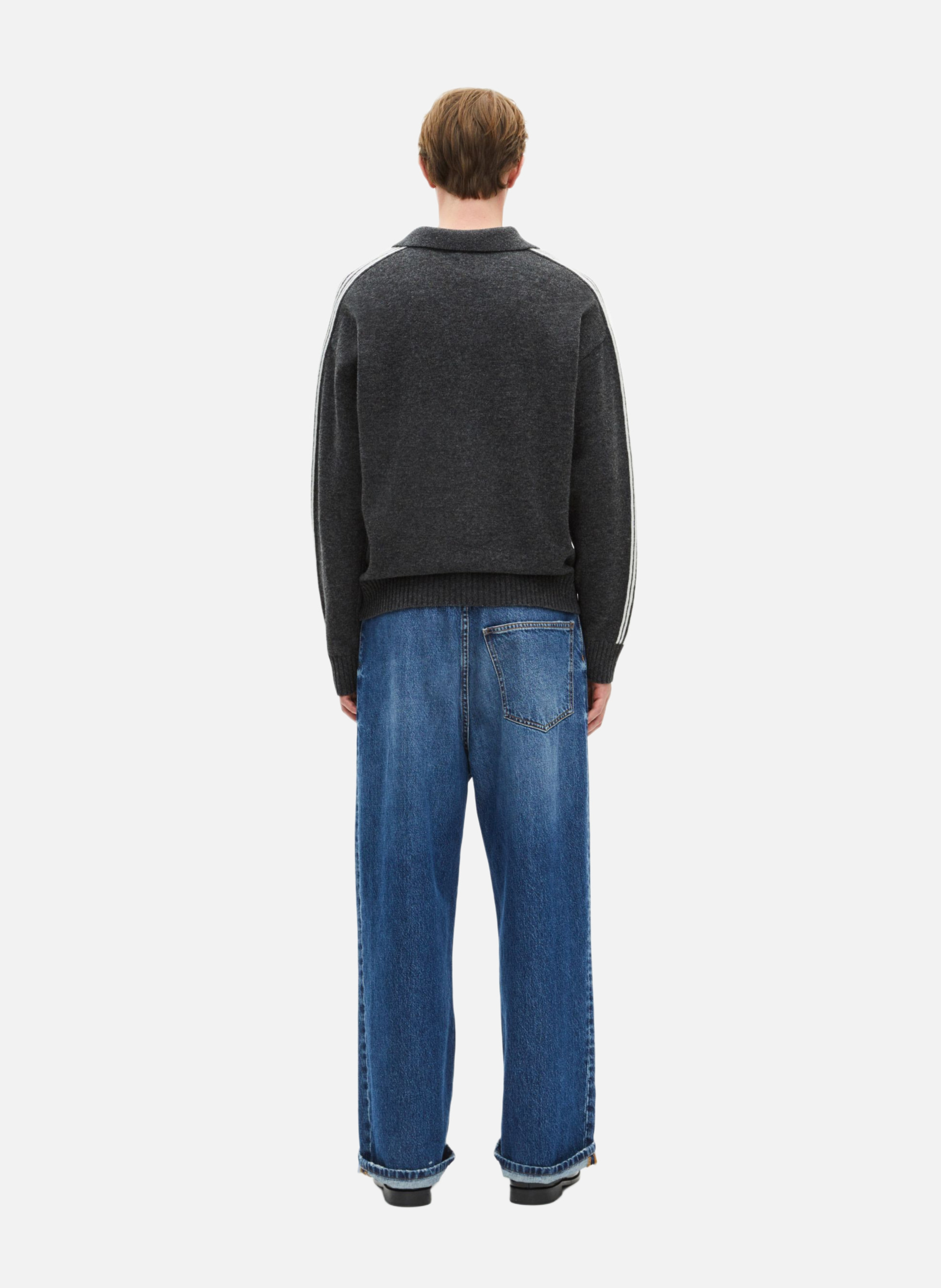 Polo sweater with contrasting stripes THE KOOPLES Grey