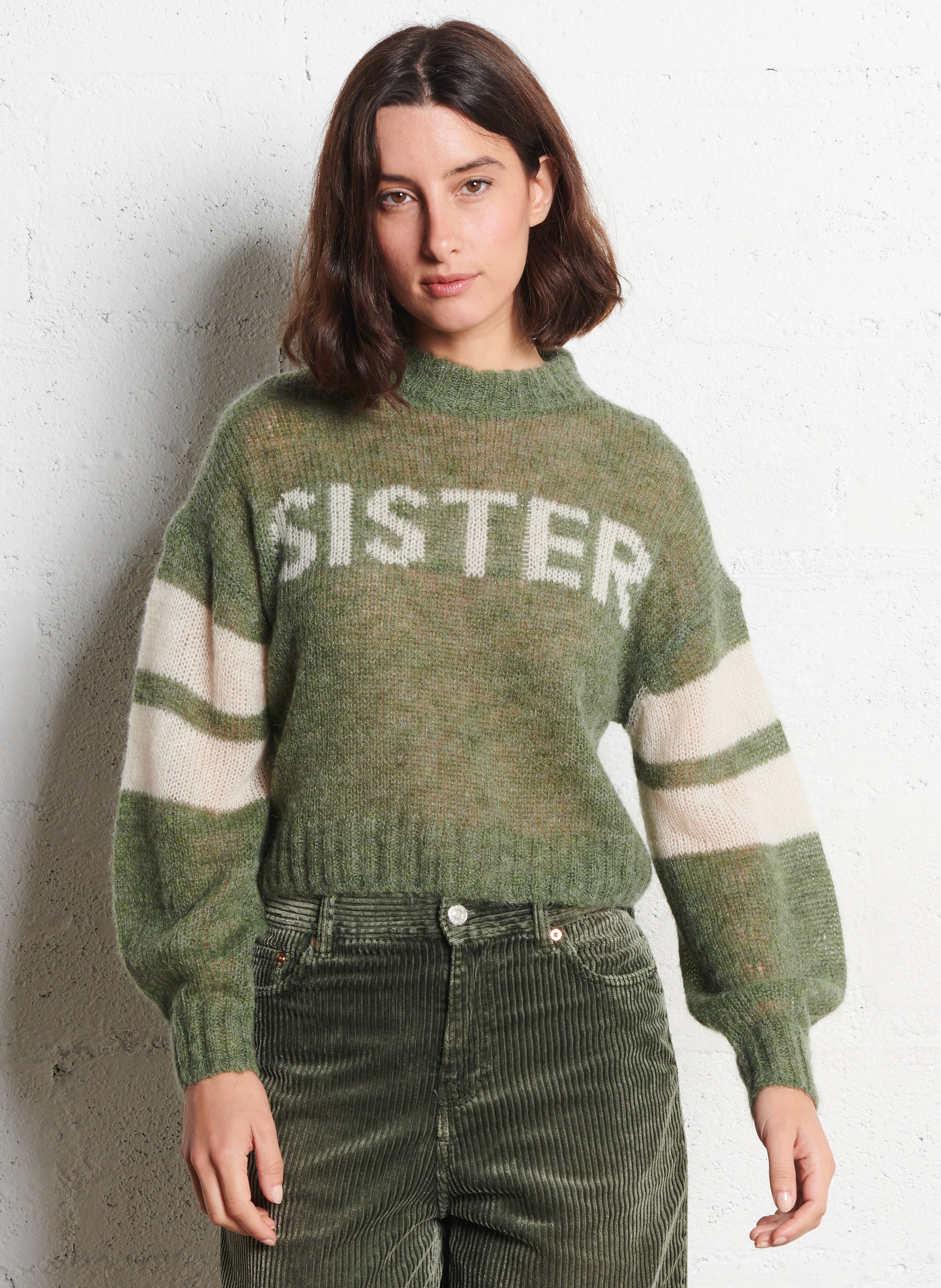 Pull oversize en laine mélangée THE TINY BIG SISTER Kaki