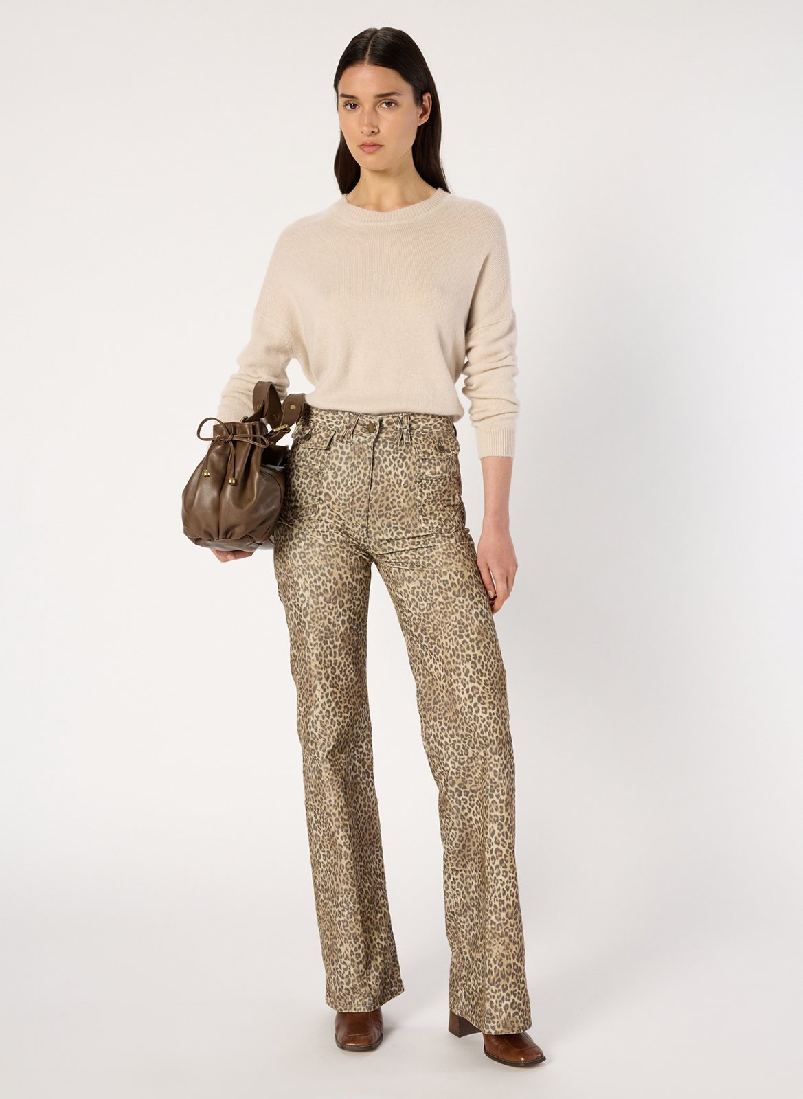 Pull col rond en cachemire GERARD DAREL Beige