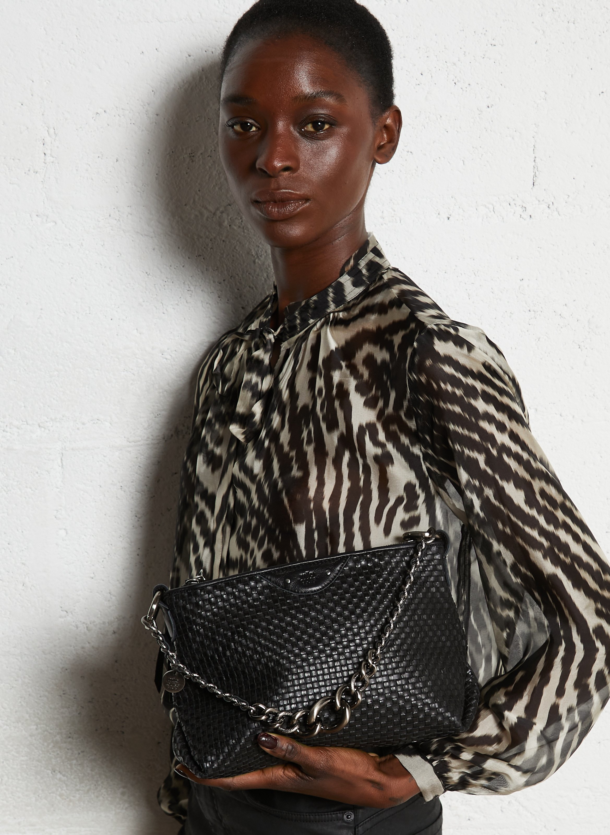 Brieftasche aus Leder MILA LOUISE Schwarz