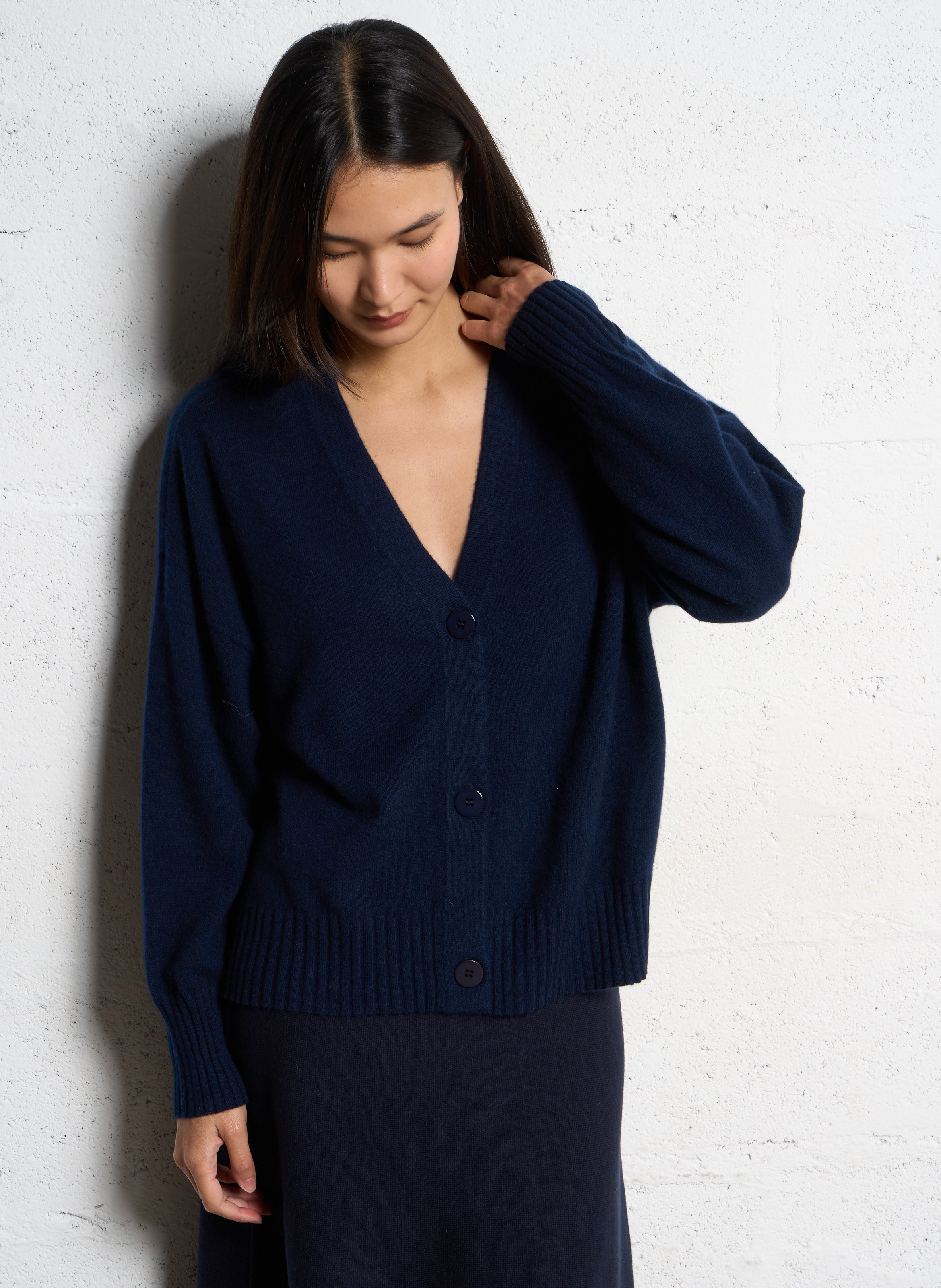 Gilet fluide col V en cachemire SUD EXPRESS Bleu