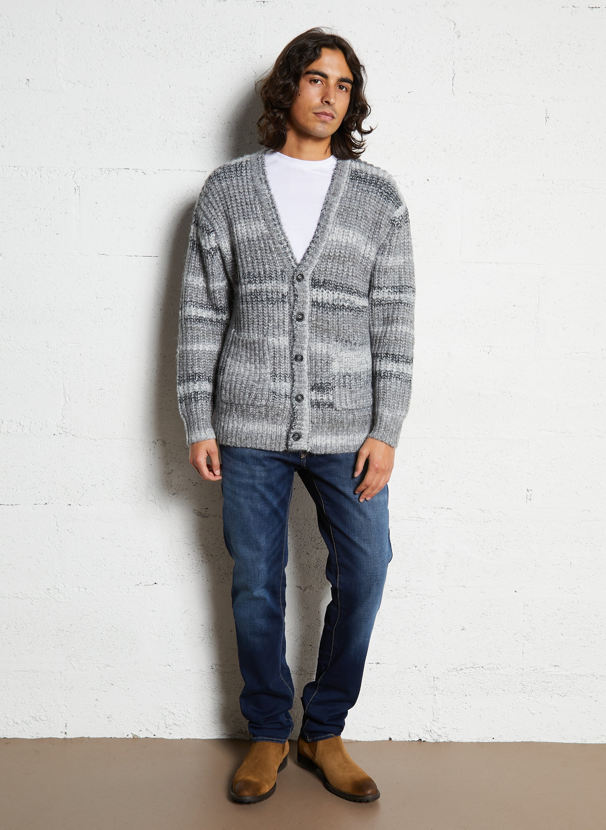 Gilet oversize col V SOLID Noir