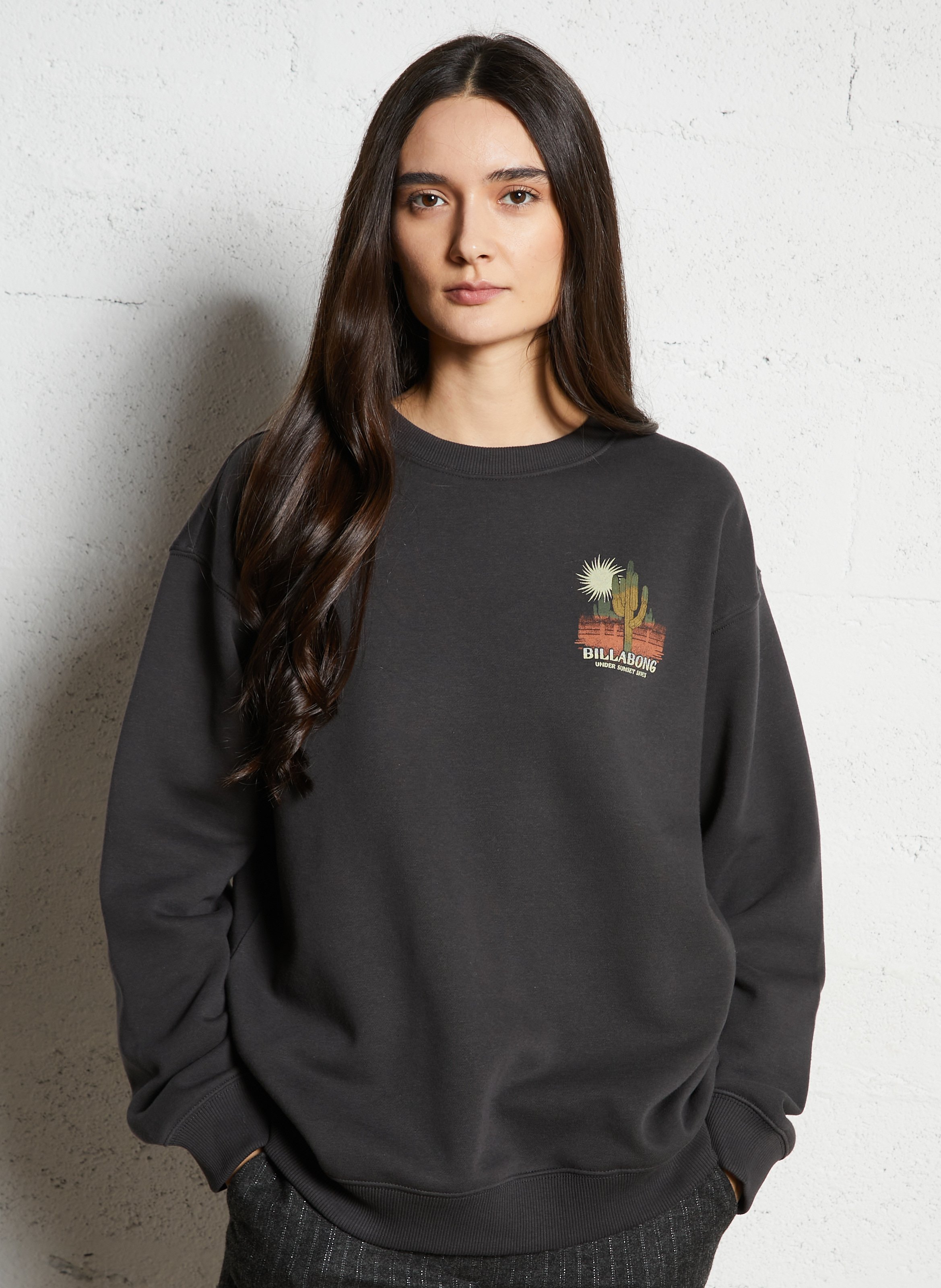 Sweat col rond en coton mélangé BILLABONG Noir