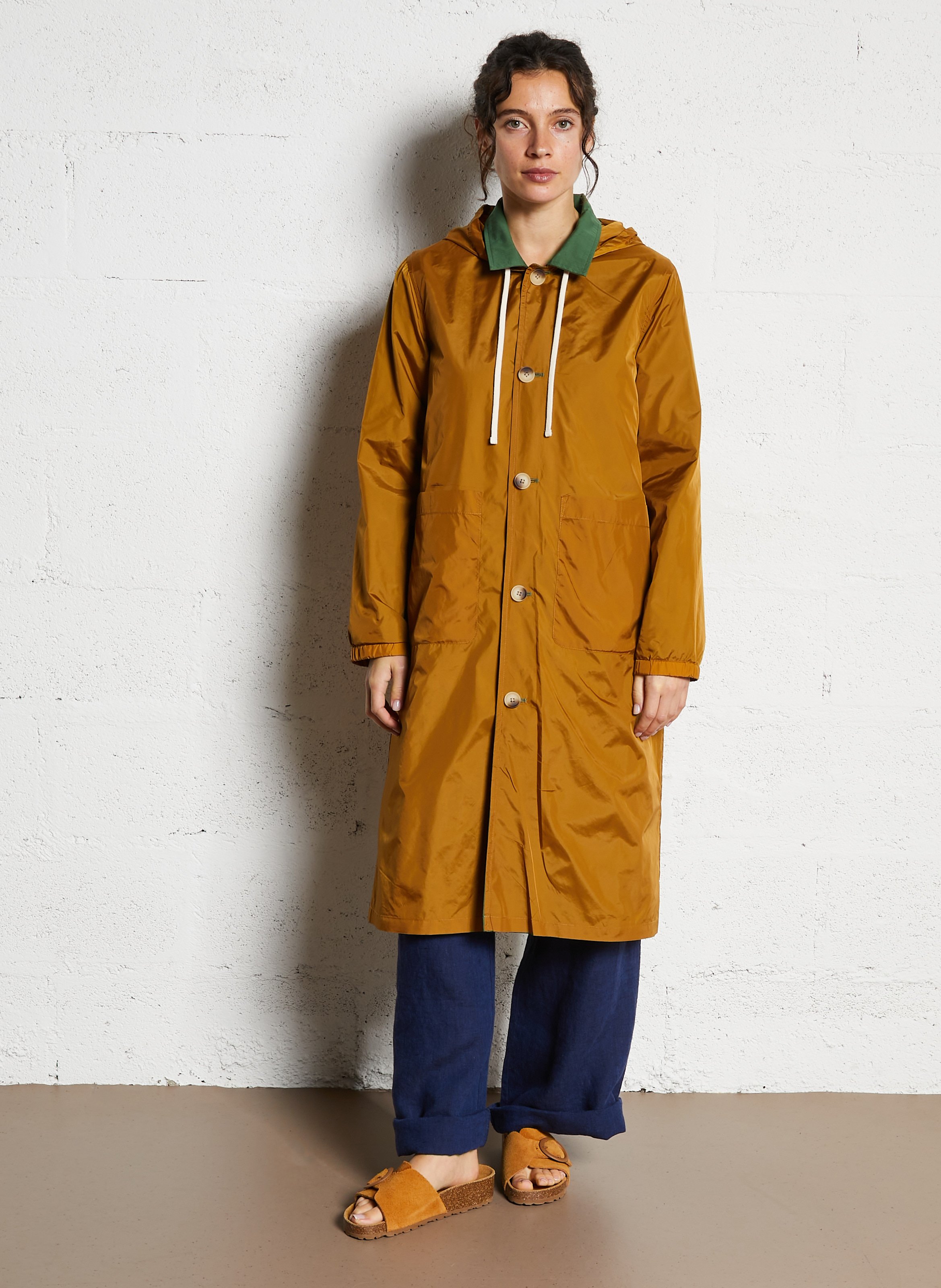 Trenchcoat met capuchon - katoenblend NICE THINGS Kaki