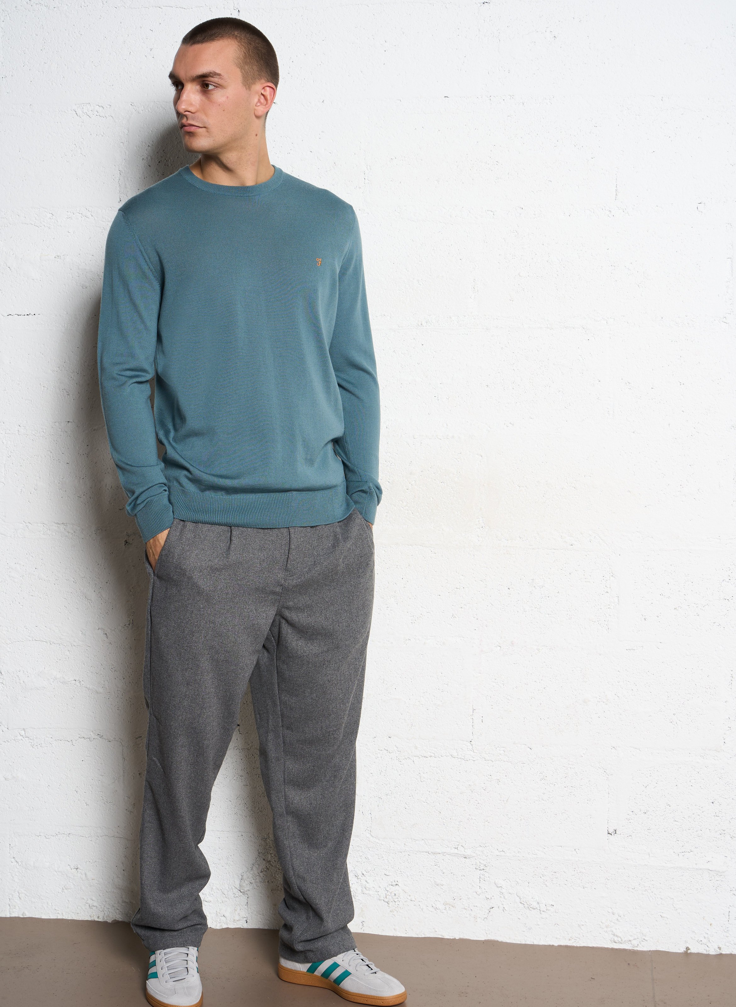 Pull regular en laine mérinos FARAH Bleu