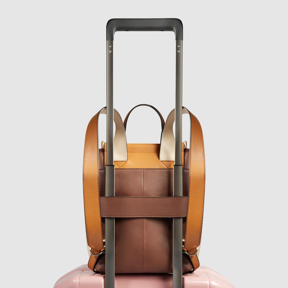 Women's backpack for iPad® mini with RFID protection PIQUADRO Brown