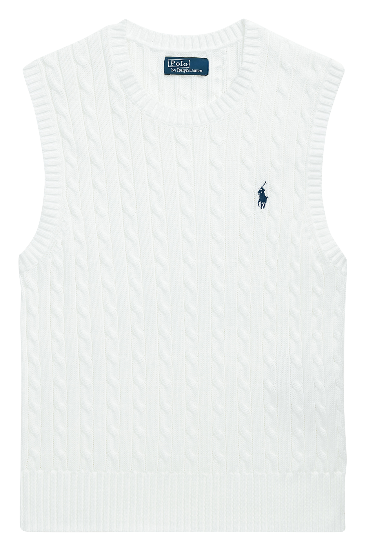 Pull moulant col rond en coton POLO RALPH LAUREN Weiss