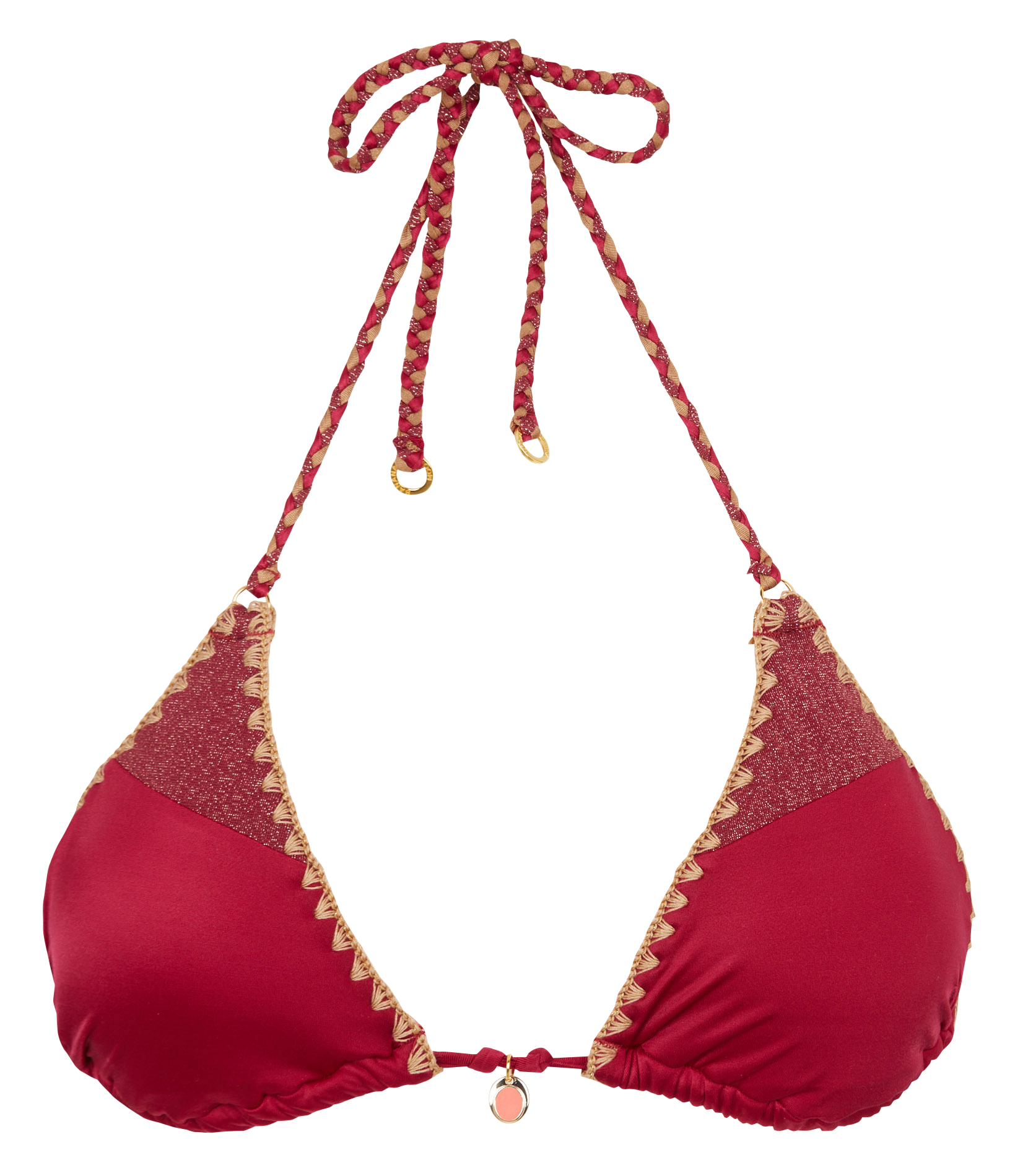 Haut de maillot de bain triangle brodé BANANA MOON Rouge
