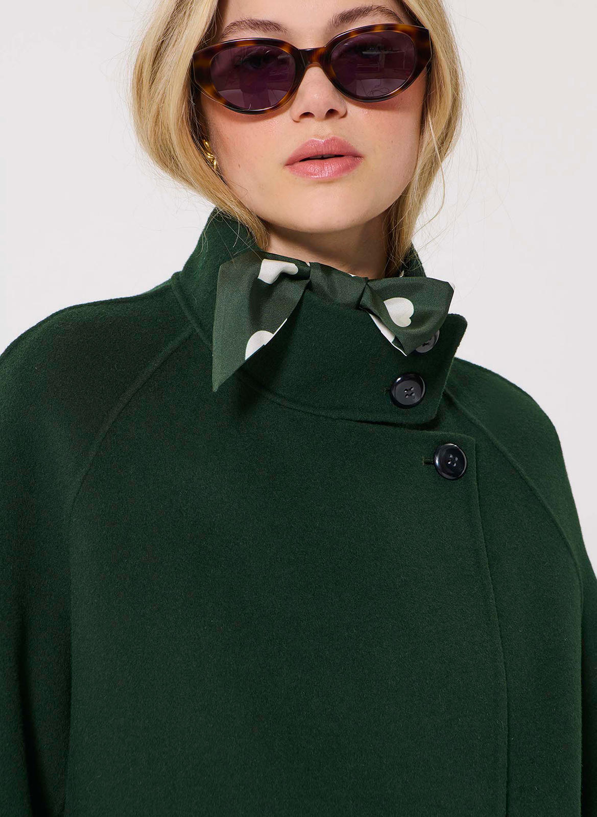 Halblanger Mantel aus Wollmix mit Stehkragen TARA JARMON Grun