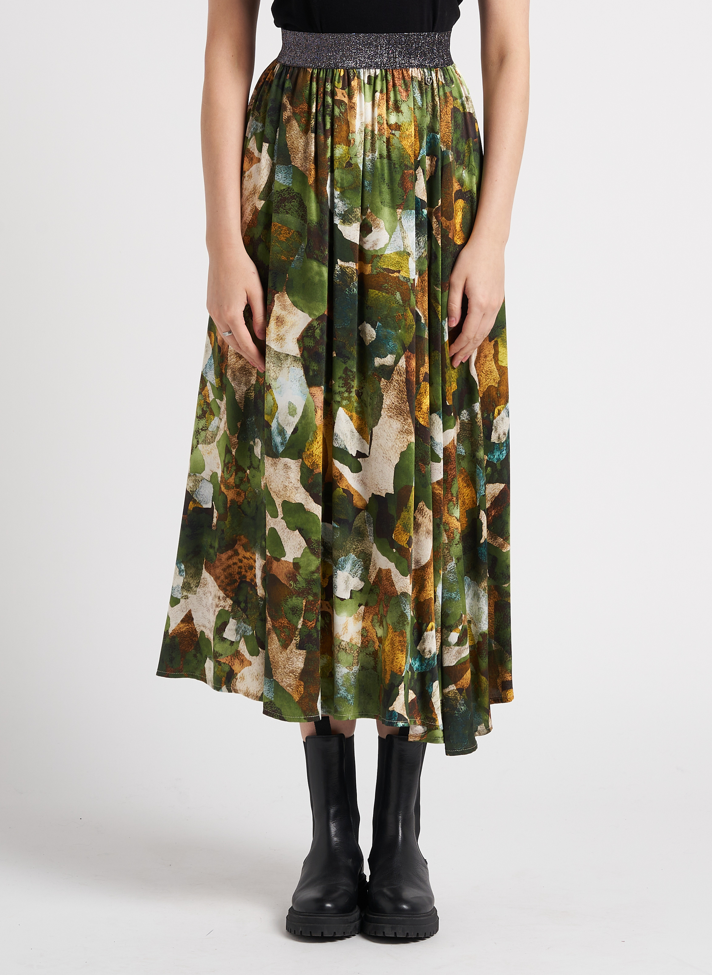 Jupe midi évasée à motif abstrait PLEASE Multicolore