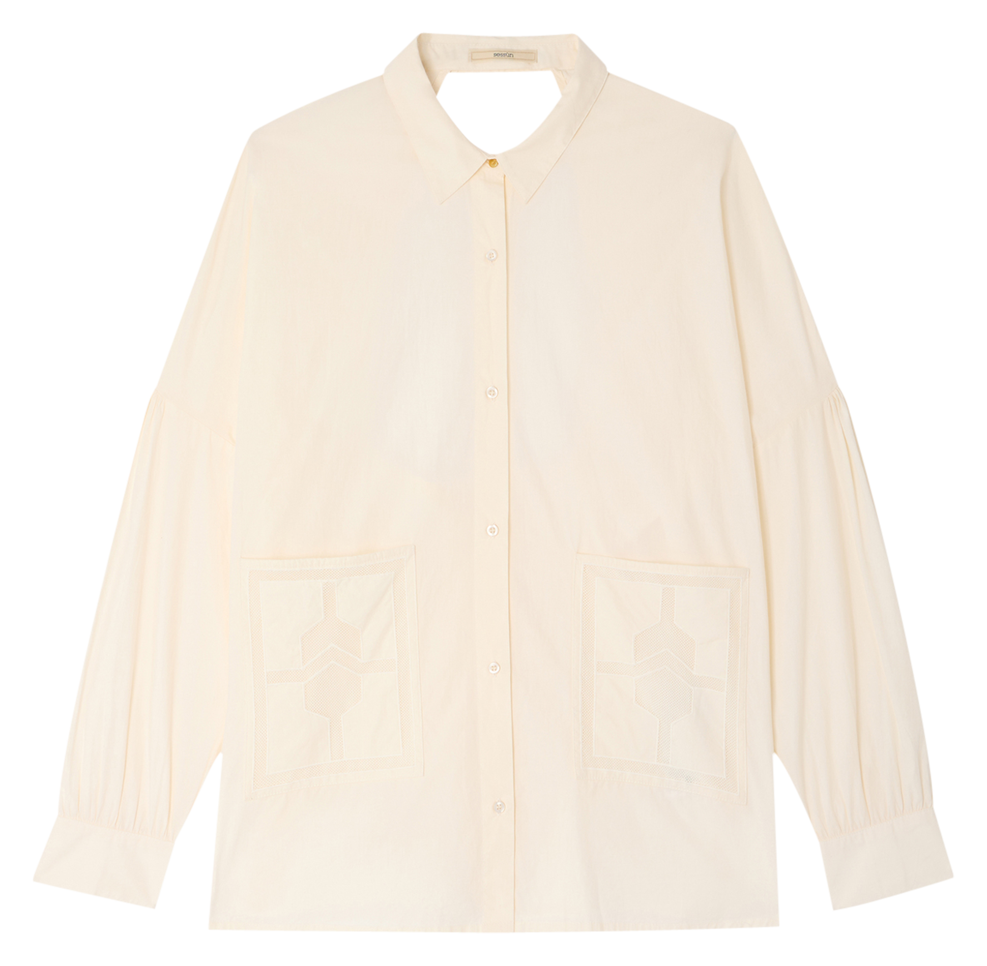 Loose cotton backless shirt SESSUN Beige