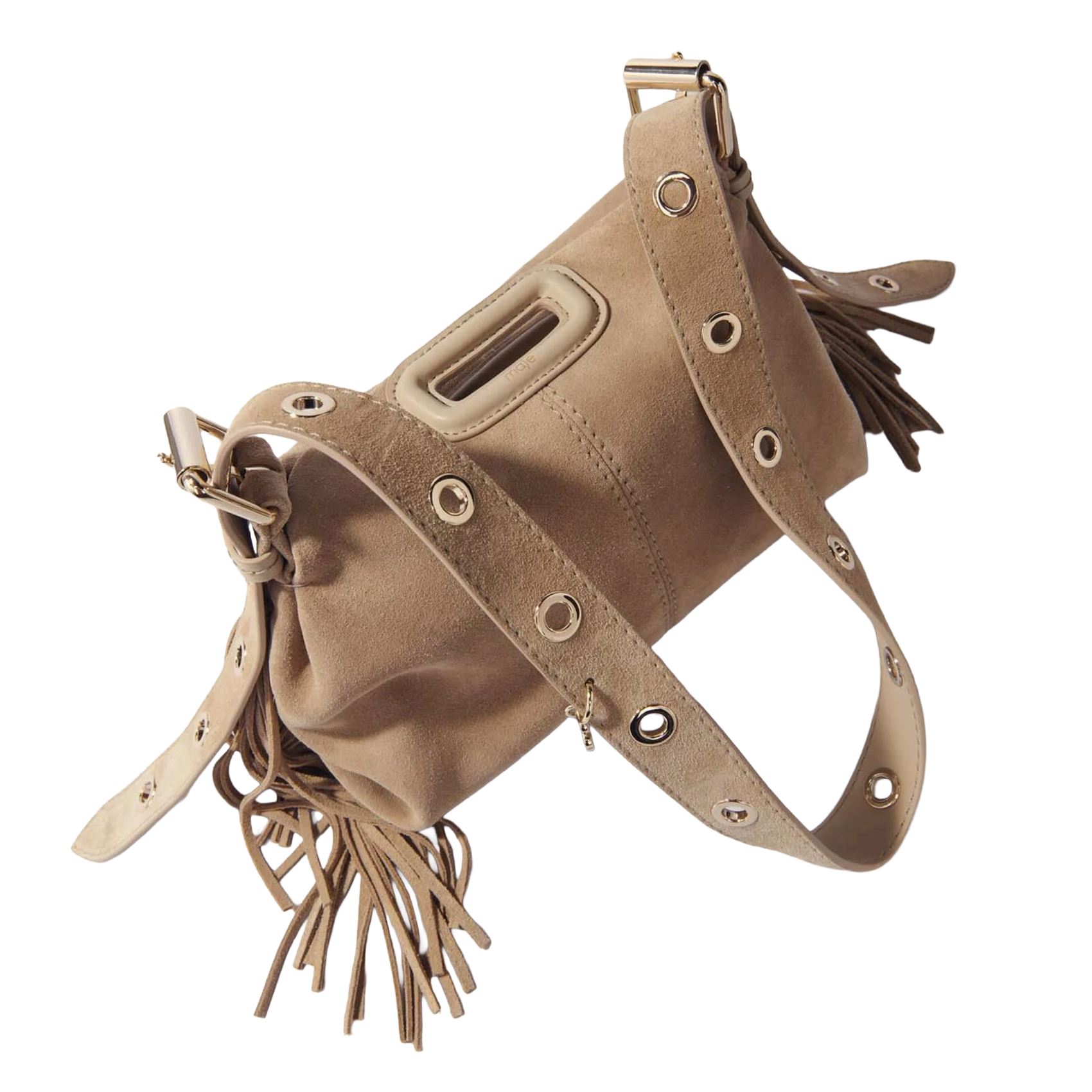 sac bandoulière en cuir MAJE Marron