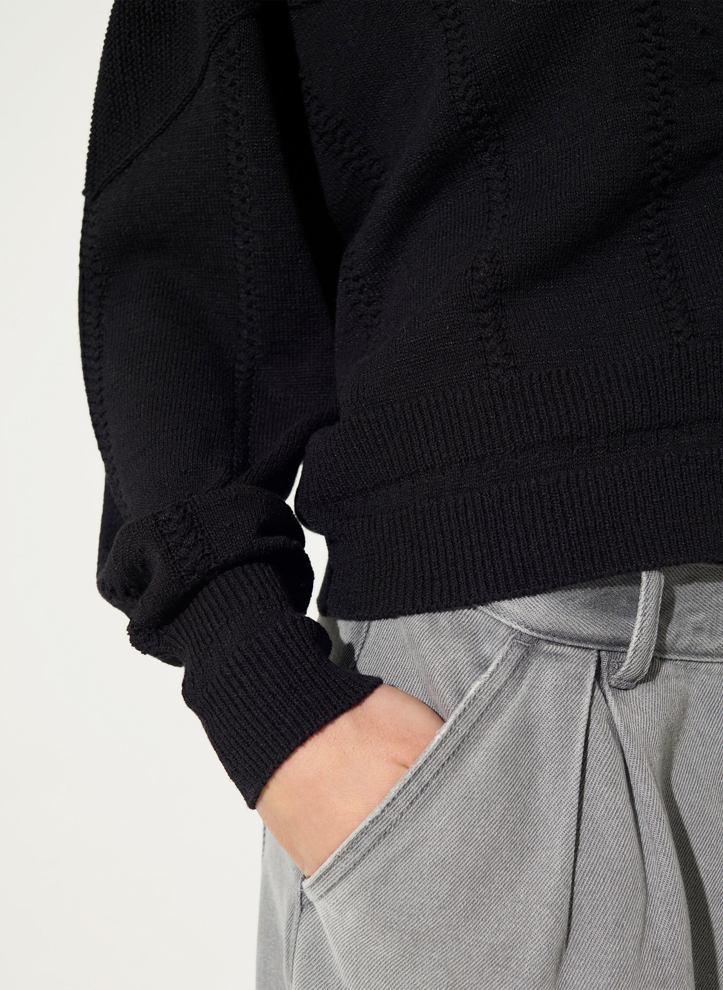 Gilet col V boutonné en maille unie COTELAC Noir