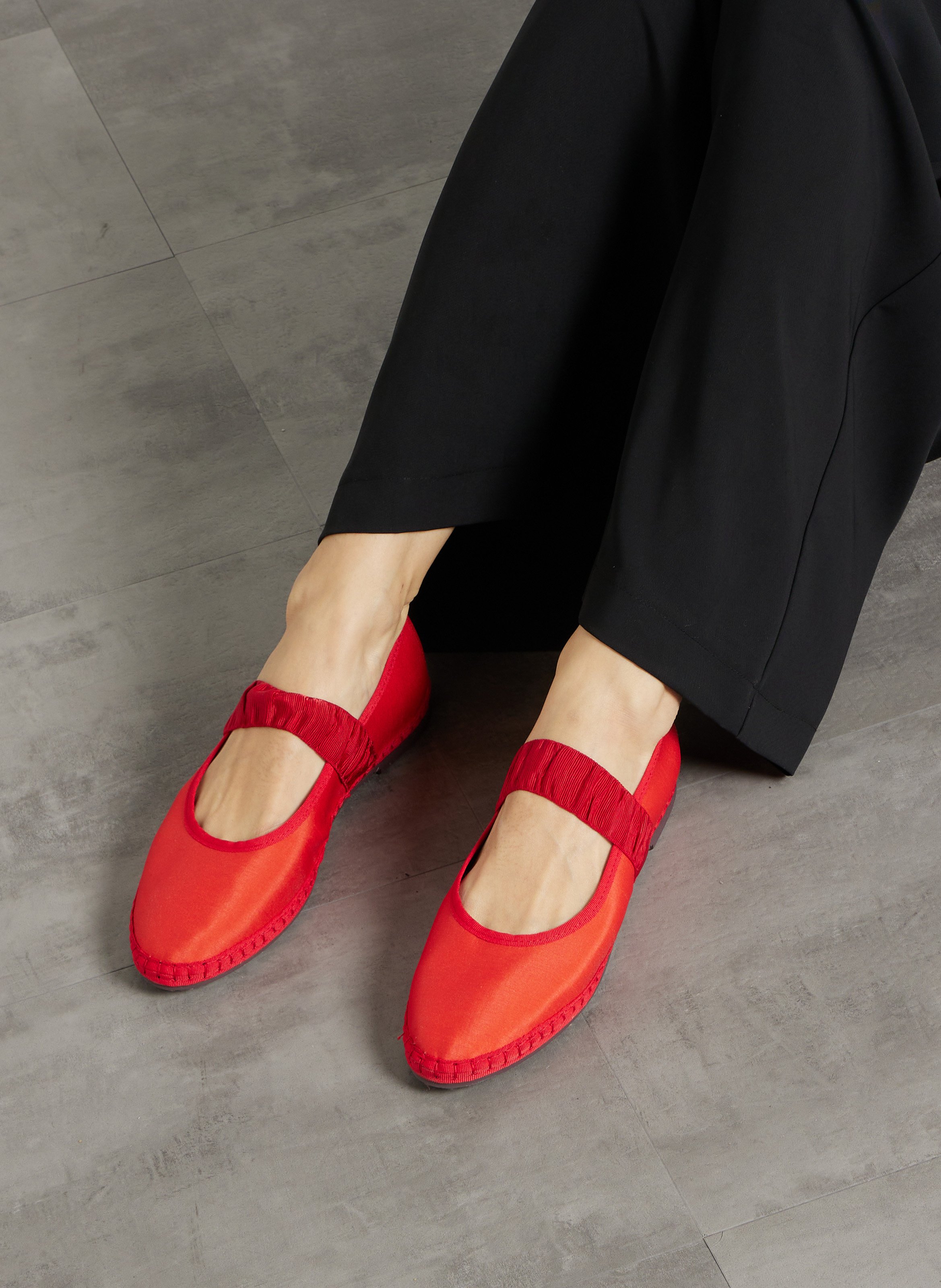Ballerinas aus Baumwoll-Velours FLABELUS Rot