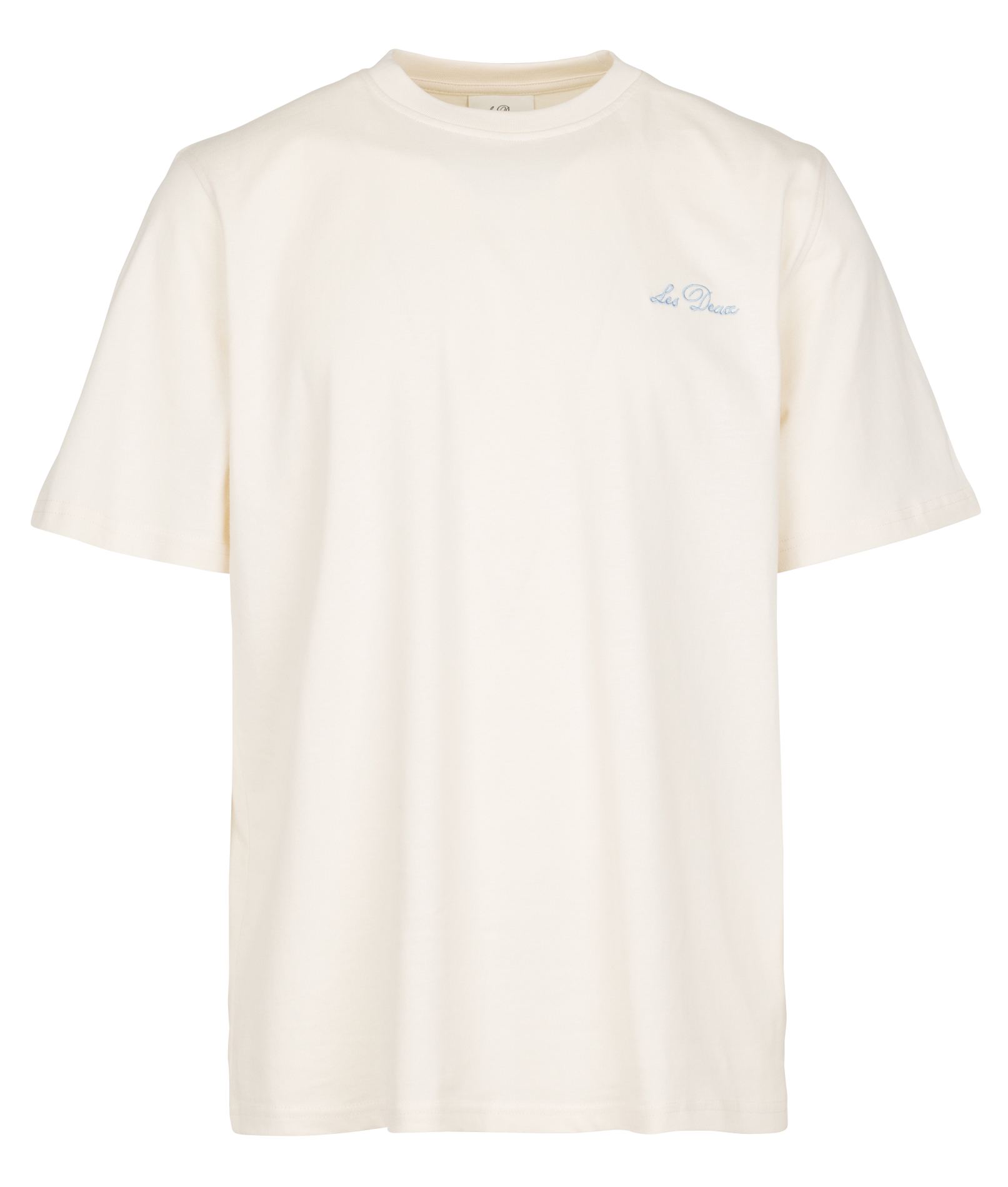 Straight round neck embroidered organic cotton t-shirt LES DEUX