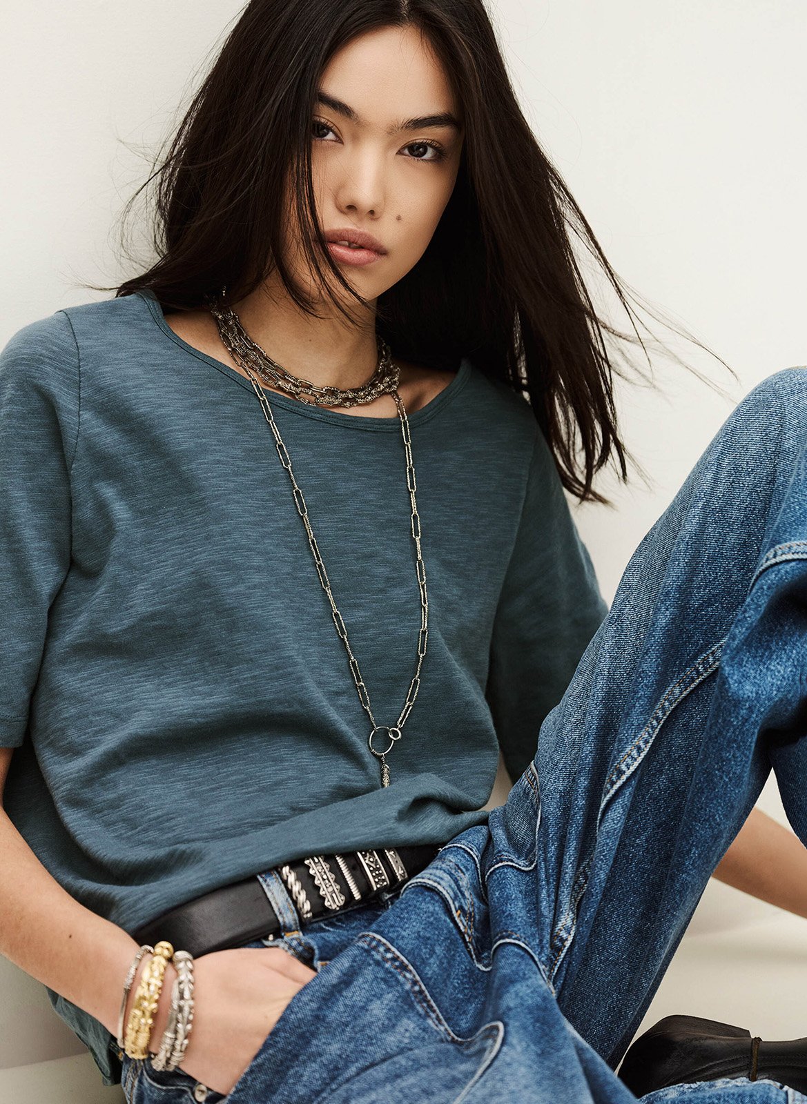 Loose-fit round-neck cotton T-shirt BA&SH Blue