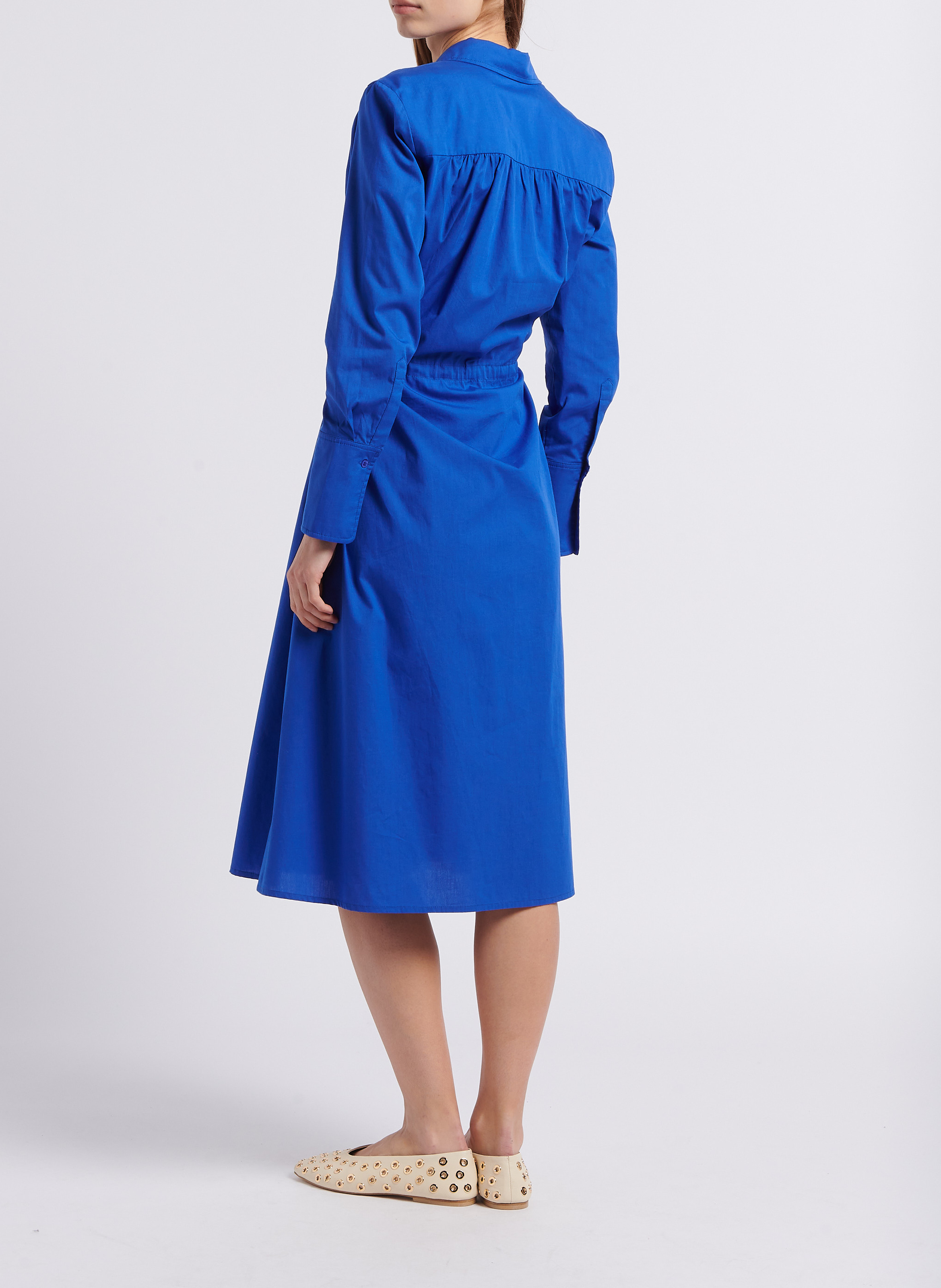 Robe midi droite col classique en coton ATTIC AND BARN Bleu