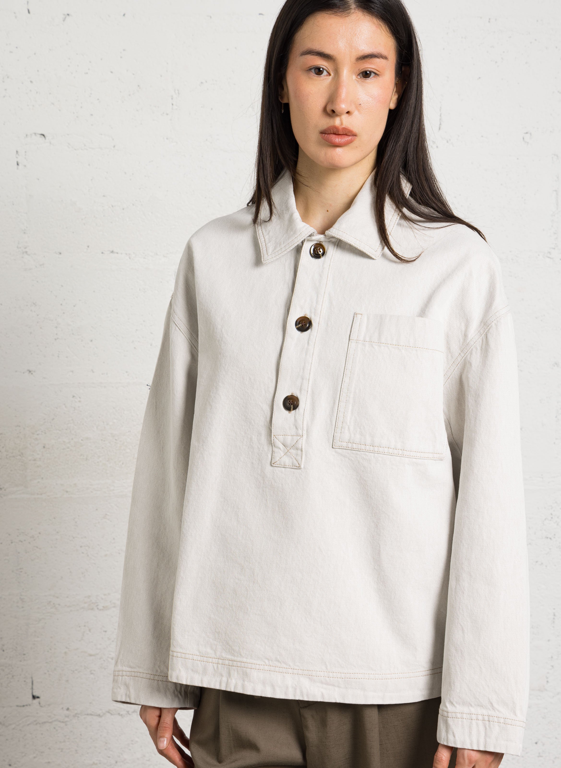 Surchemise ample en denim SOEUR Beige