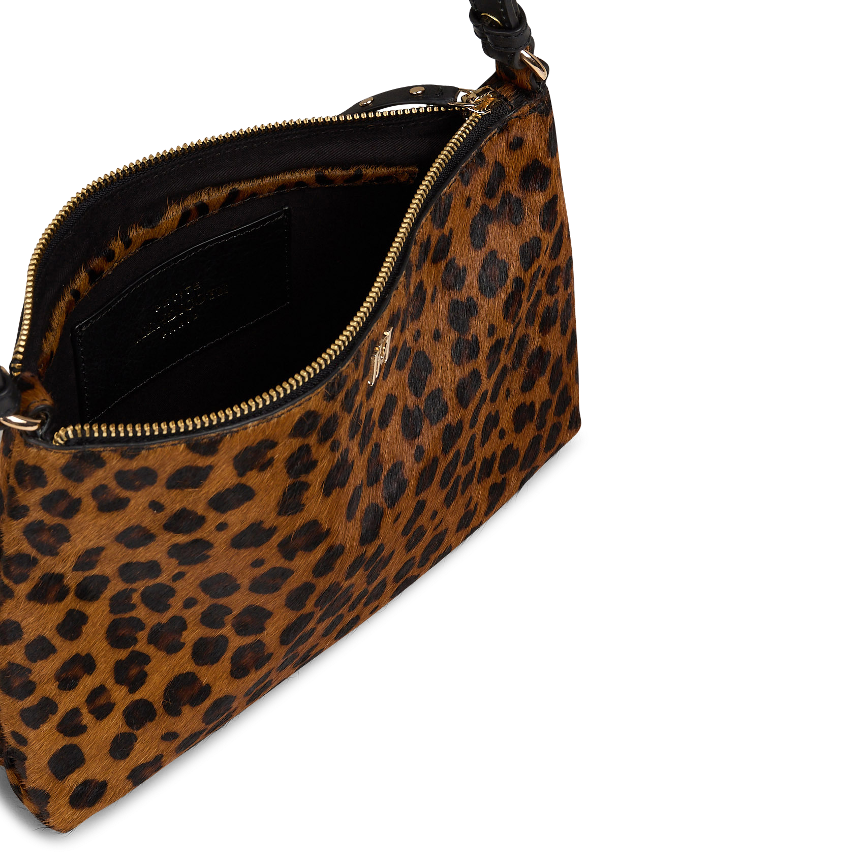 Leopard fur shoulder bag in leather PETITE MENDIGOTE Multicolored