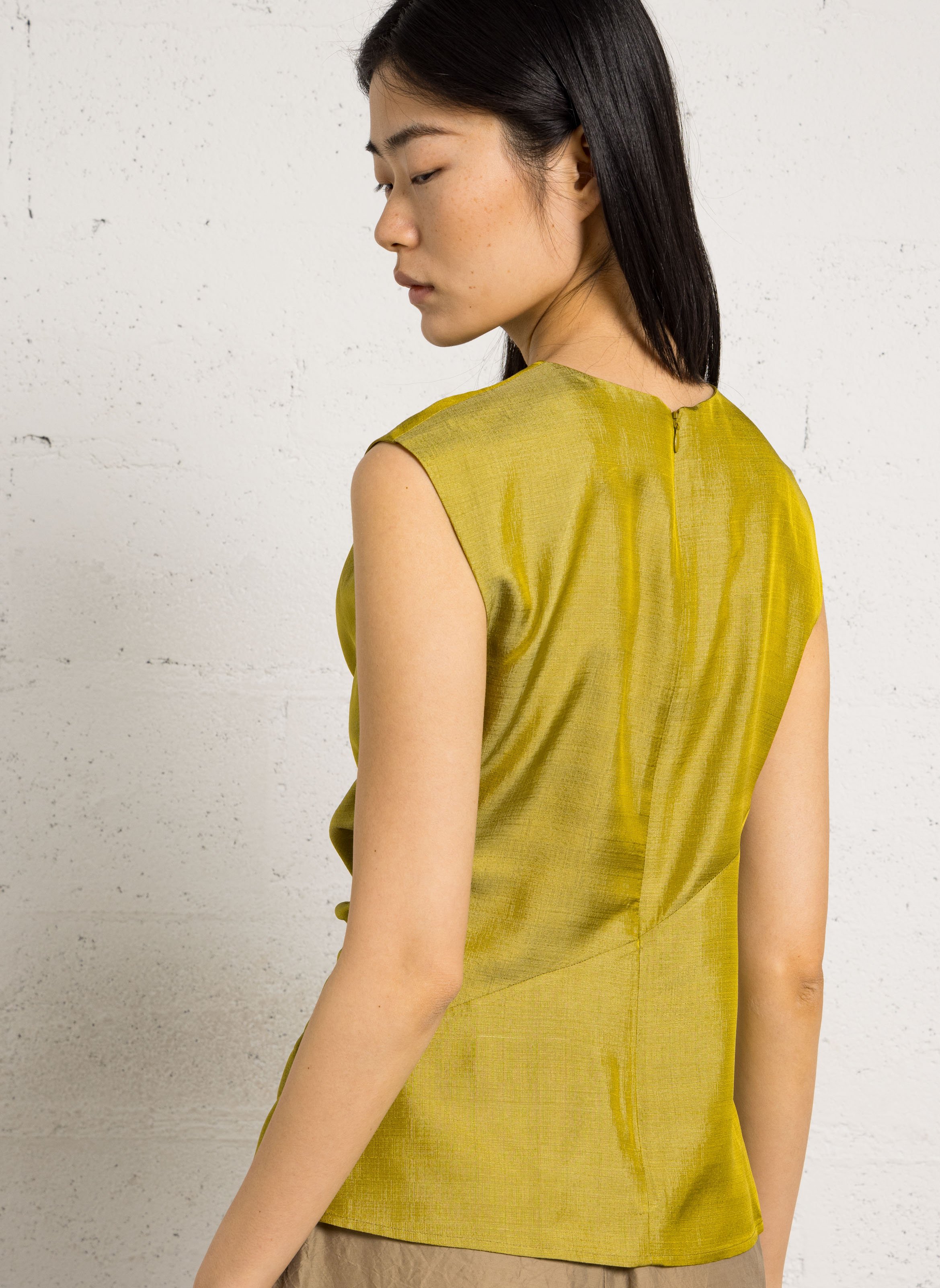 Fitted silk top SOEUR Green