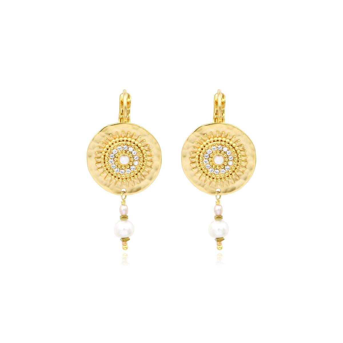 Fine sleeper earrings in fine gold SATELLITE PARIS White