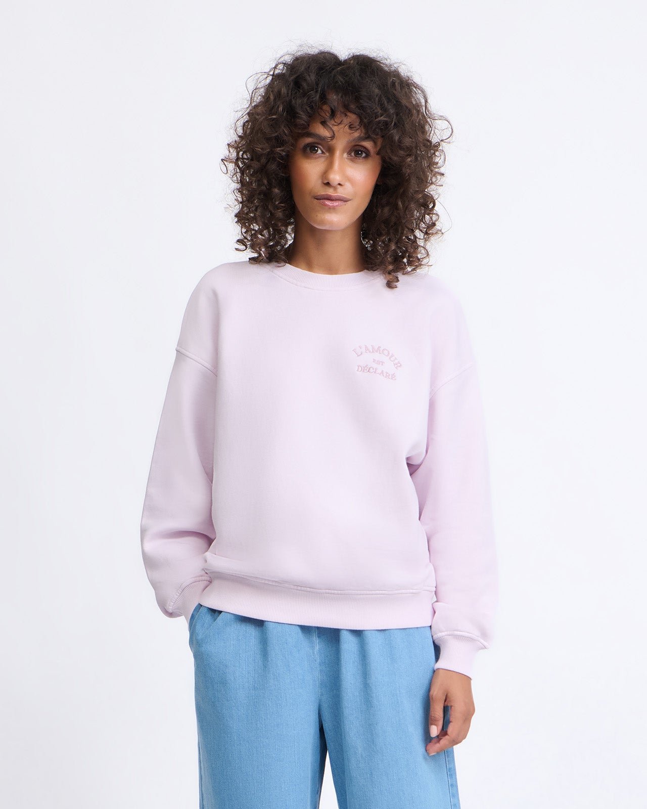 Love is declared embroidered sweatshirt EMOI EMOI Pink