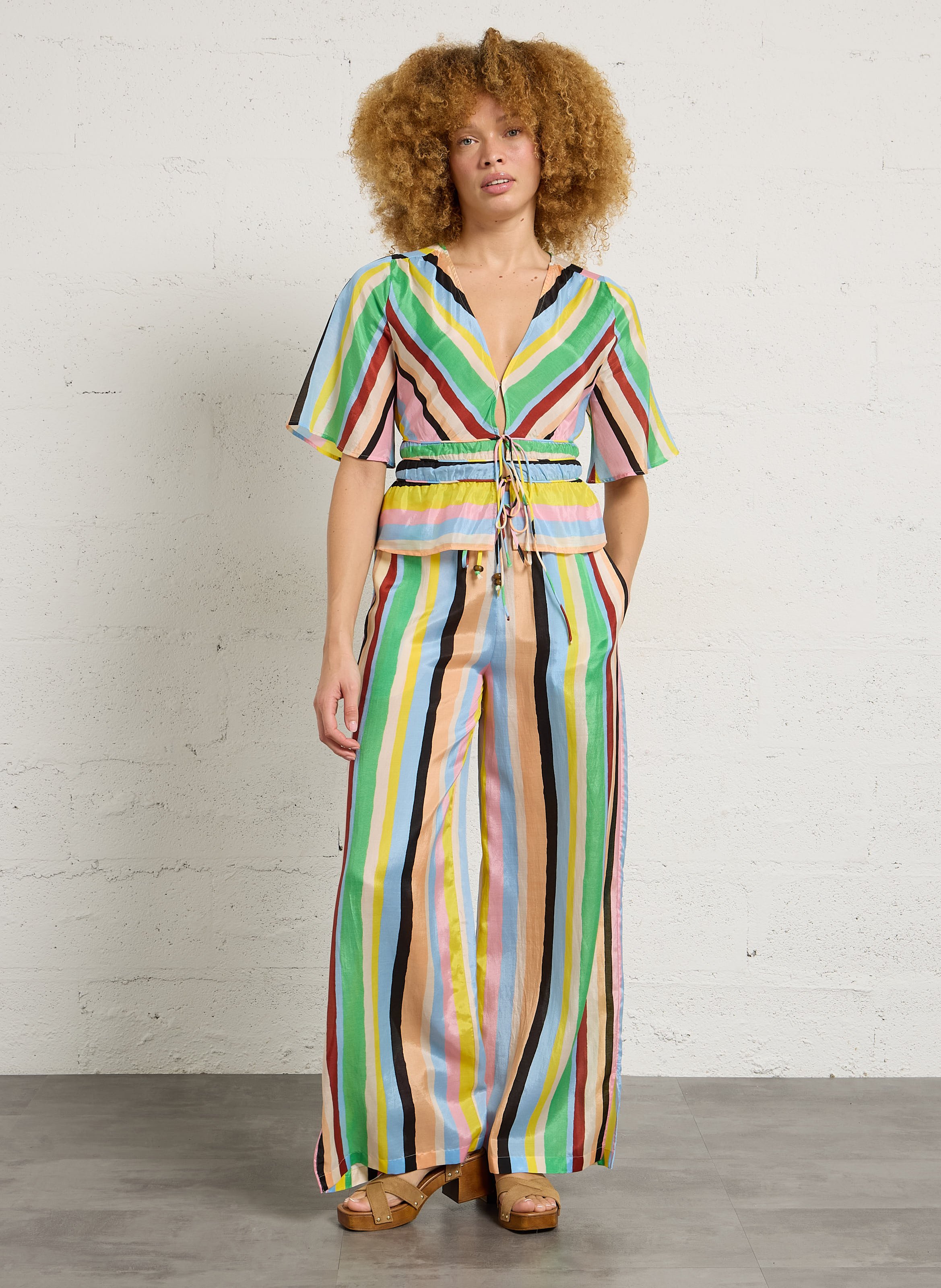 Top met strepen en V-hals FABIENNE CHAPOT Veelkleurig