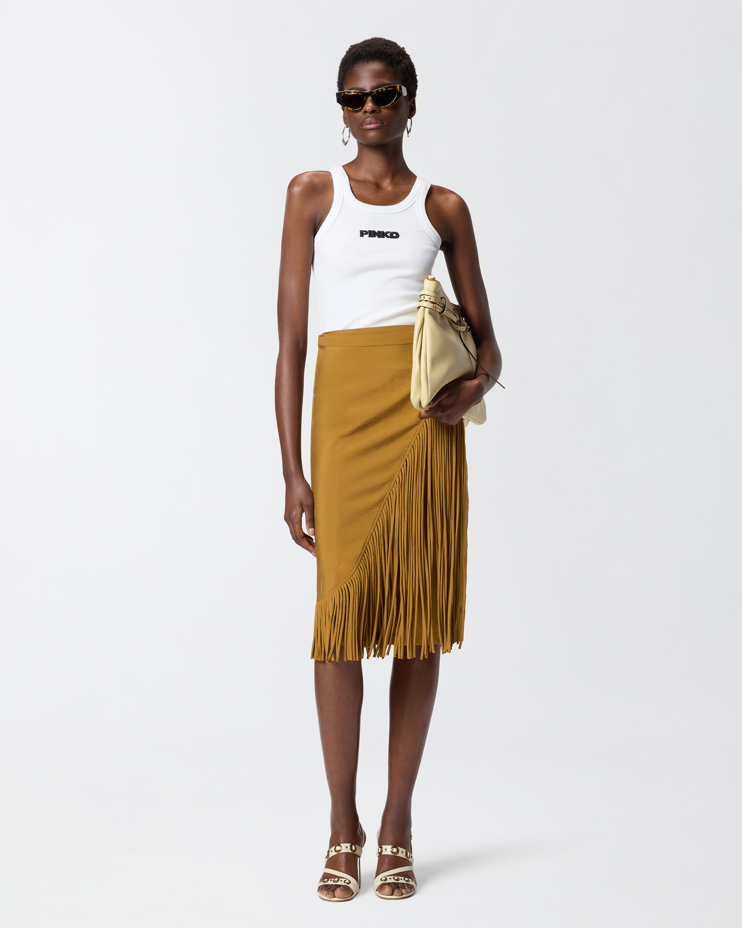 Débardeur en maille côtelée à logo pinko 3d PINKO Blanc