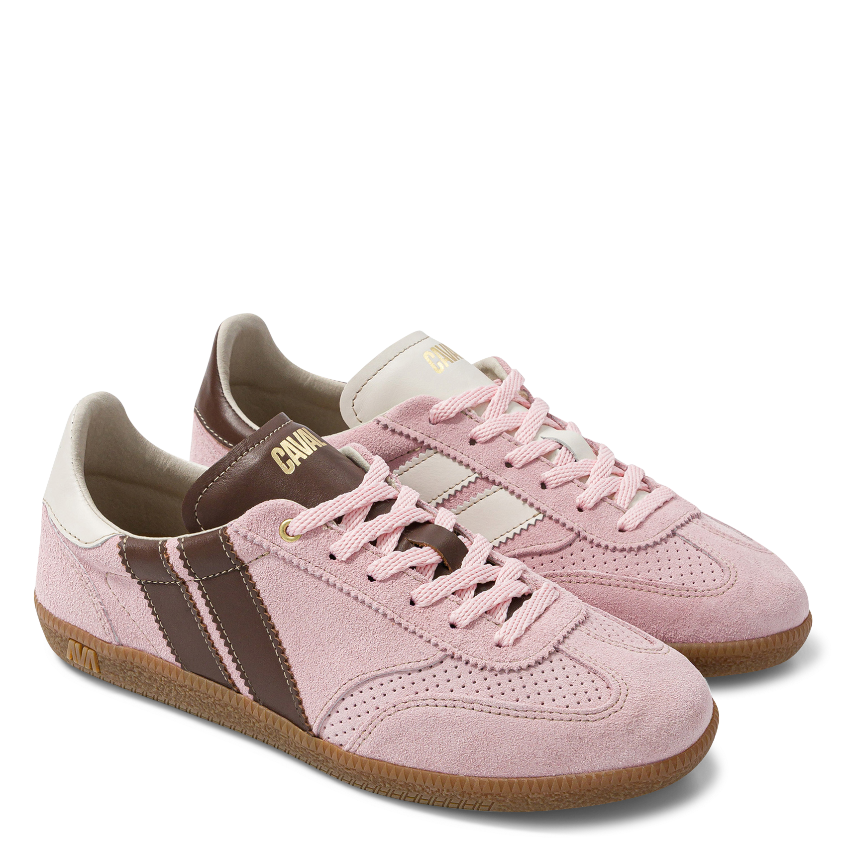 Baskets basses en cuir velours CAVAL Rose