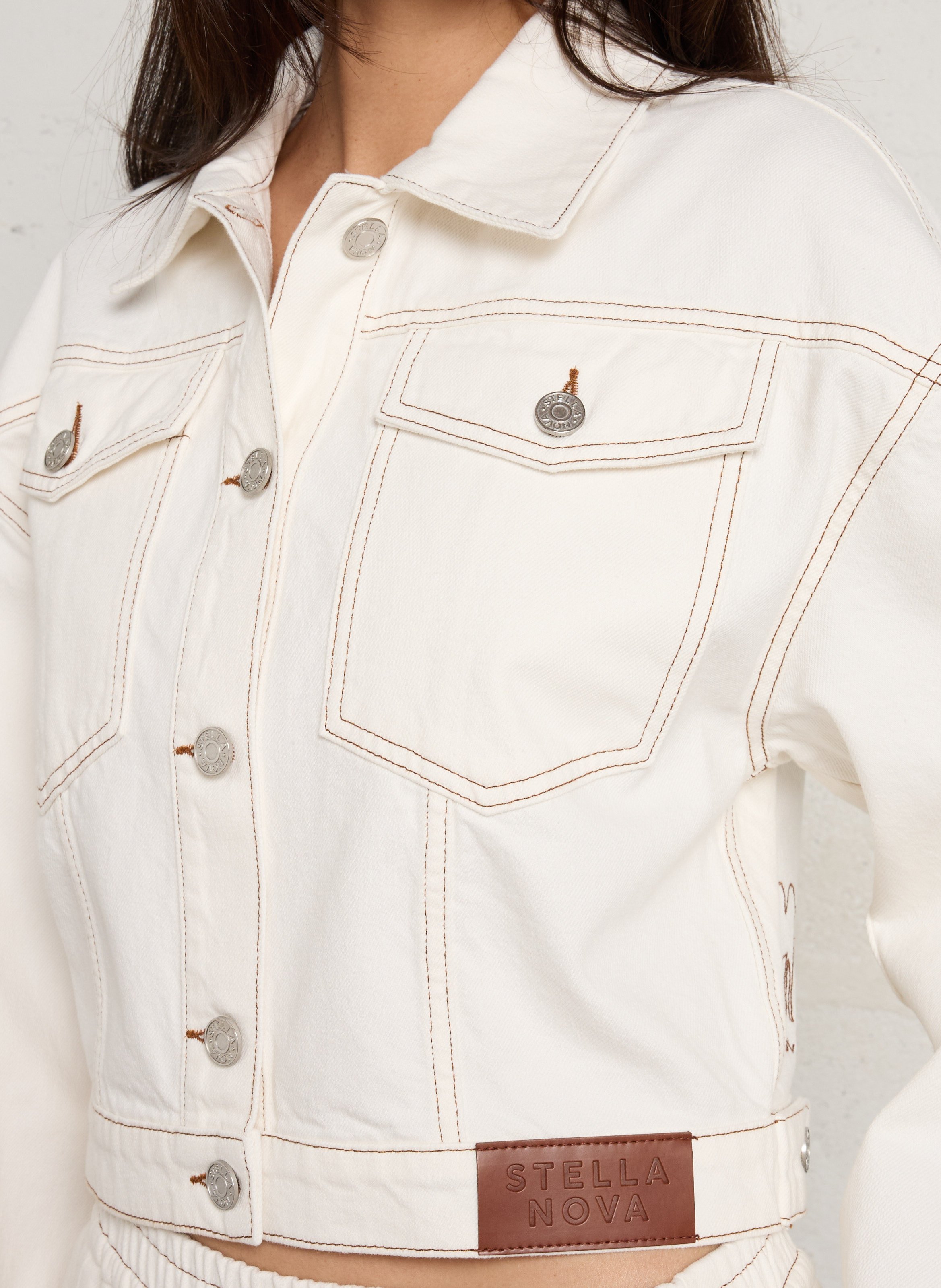 Oversize Denimjacke aus Baumwolle STELLA NOVA Weiss