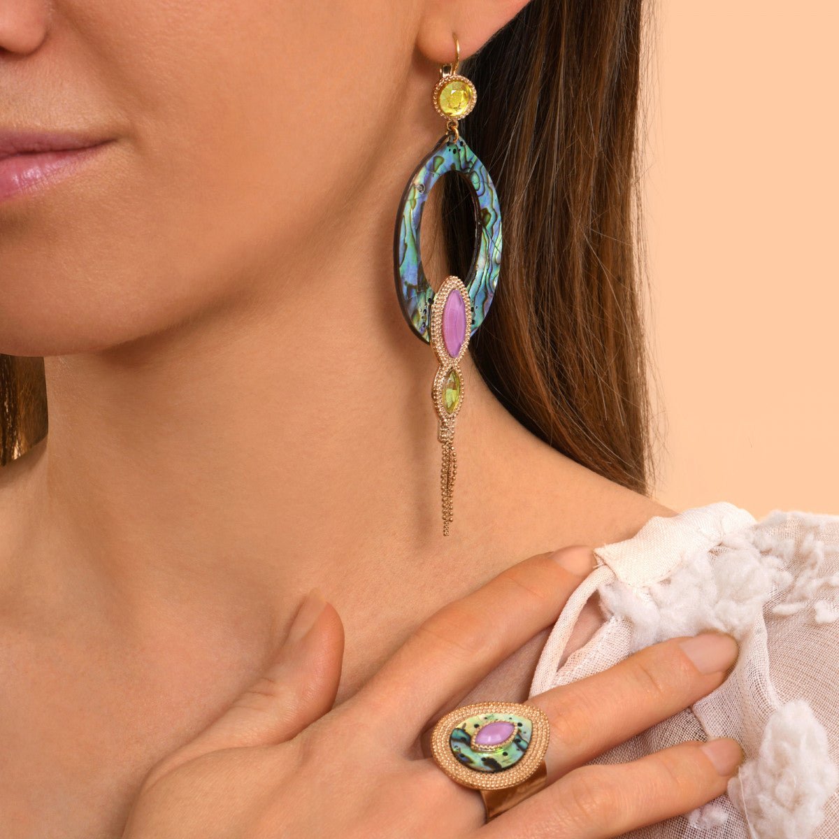 Hanging sleeper earrings SATELLITE PARIS Blue